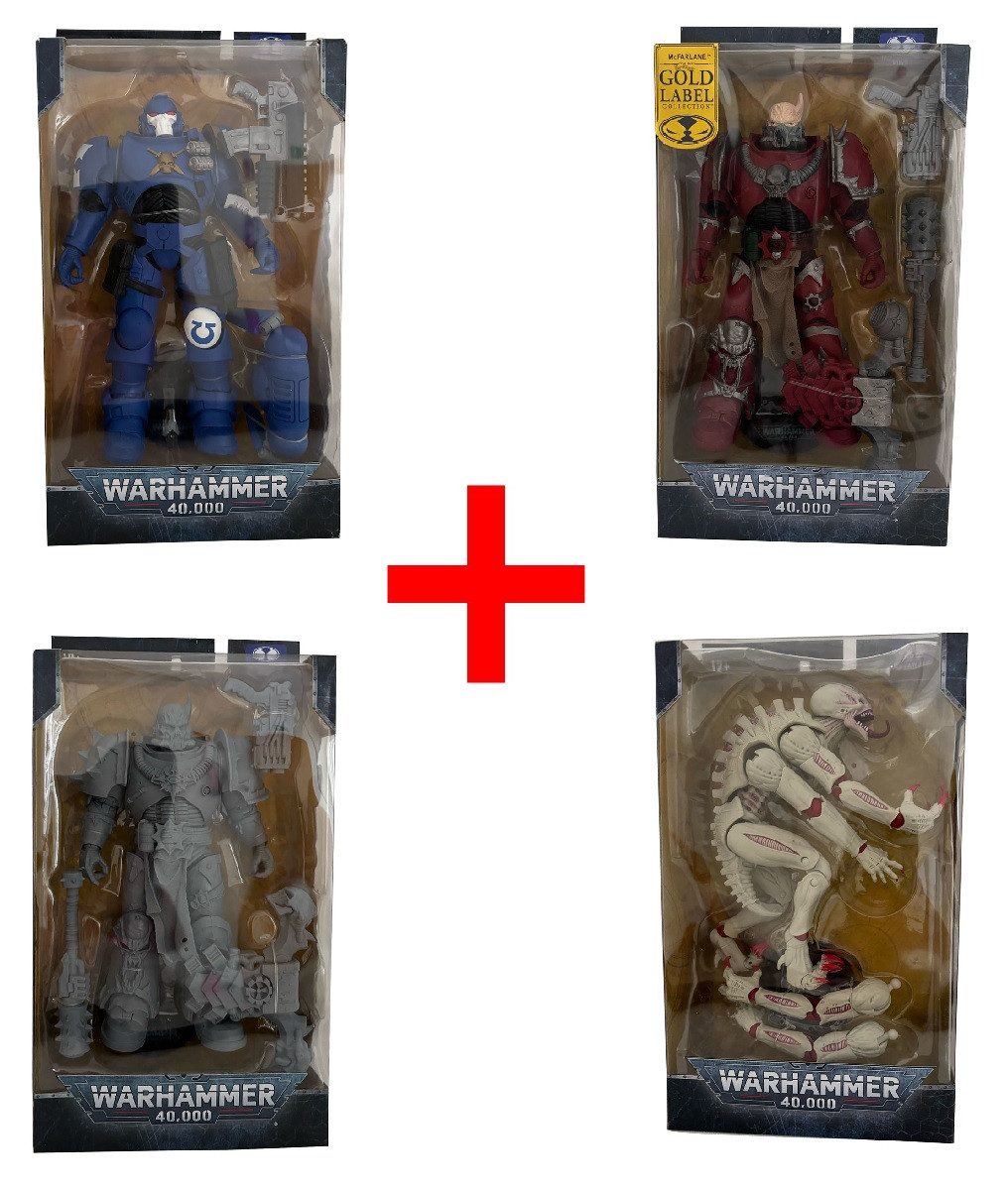 McFarlane Toys Actionfigur Warhammer 40000 Actionfiguren 4er-Set + Accessoires und Sammelkarten