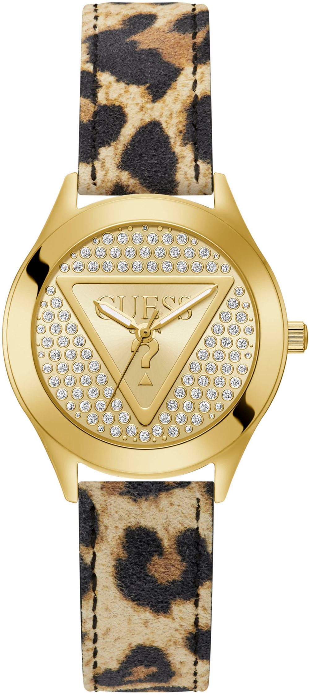 Guess Quarzuhr GLITZ PLAQUE GW0745L2, Armbanduhr, Damenuhr, Lederarmband günstig online kaufen