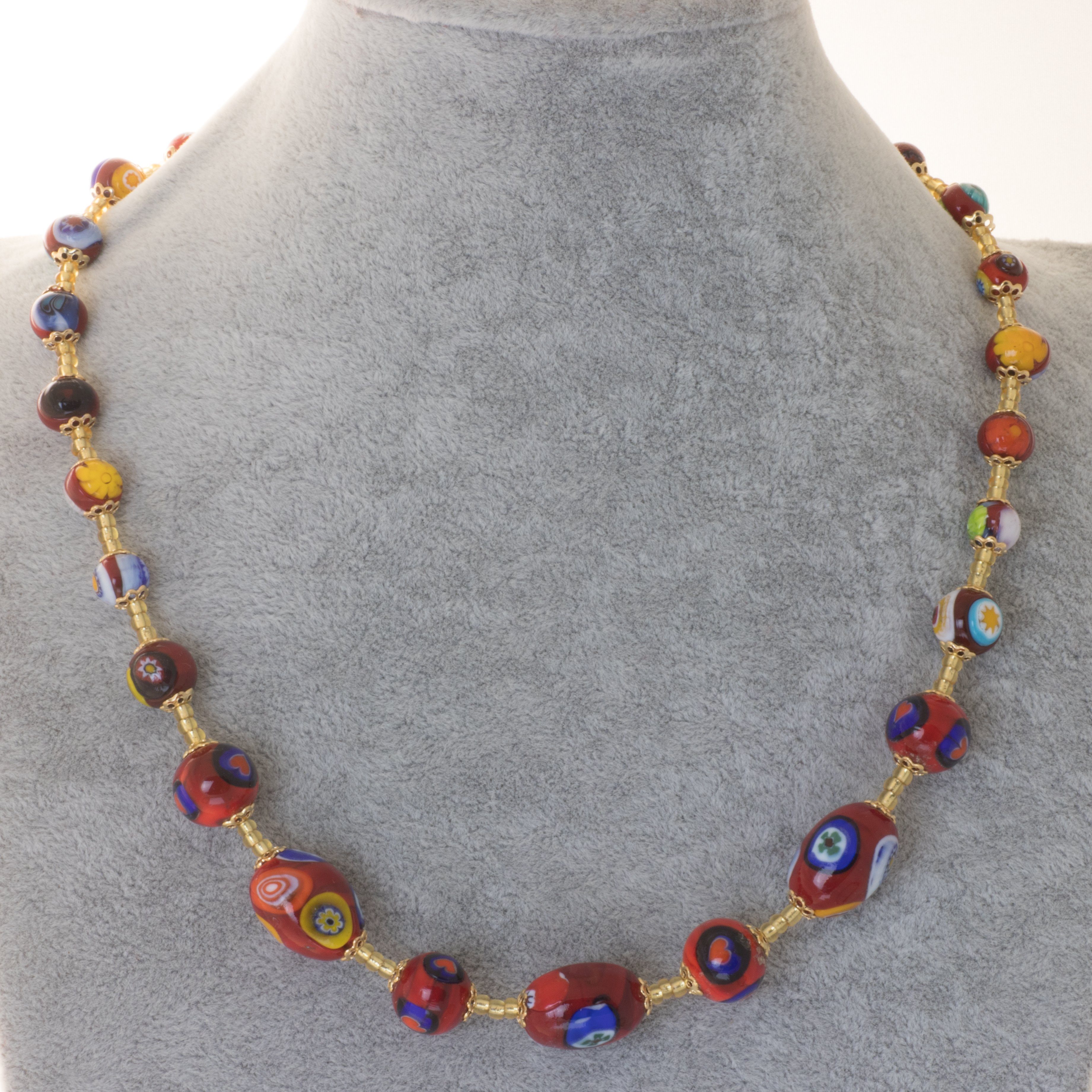 Perlenkette kette mit Murano Glas Mosaik günstig online kaufen