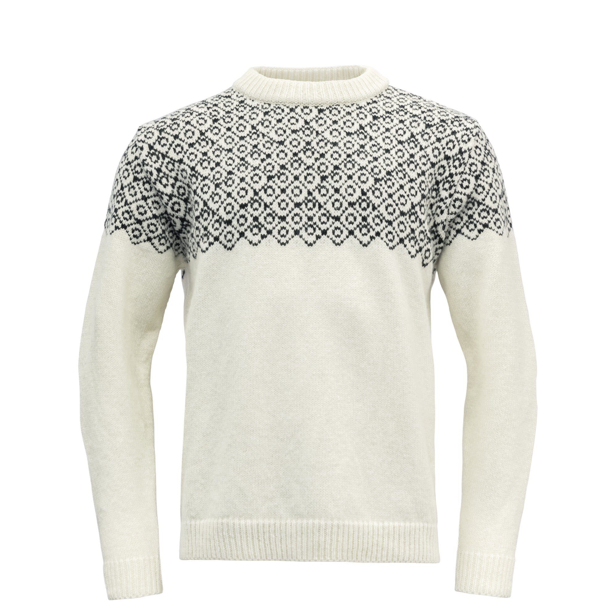 Devold Fleecepullover Devold Bjornoya Wool Sweater Sweater Offwhite - Ink