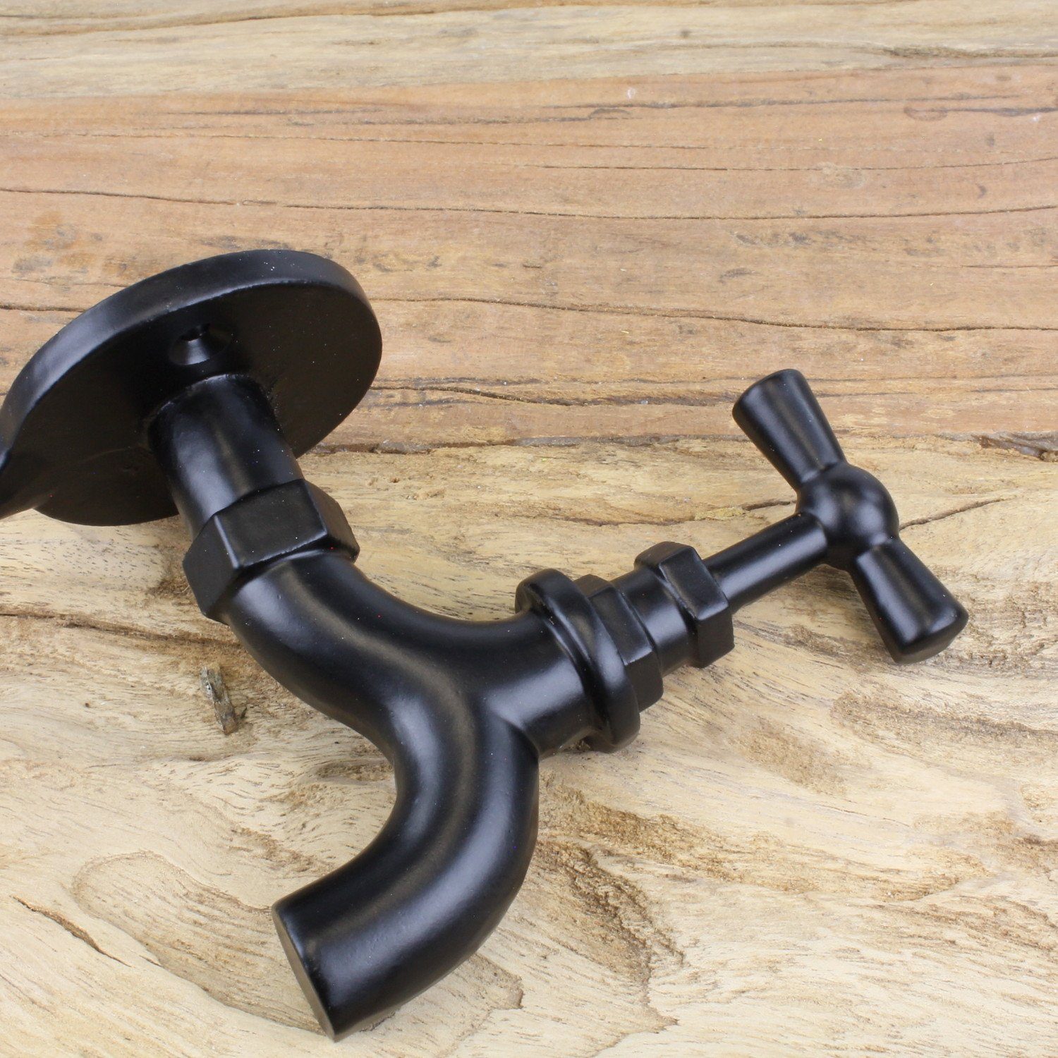 Macosa Home Dekohaken Wandhaken Wasserhahn Metall schwarz retro Haken Wandd günstig online kaufen