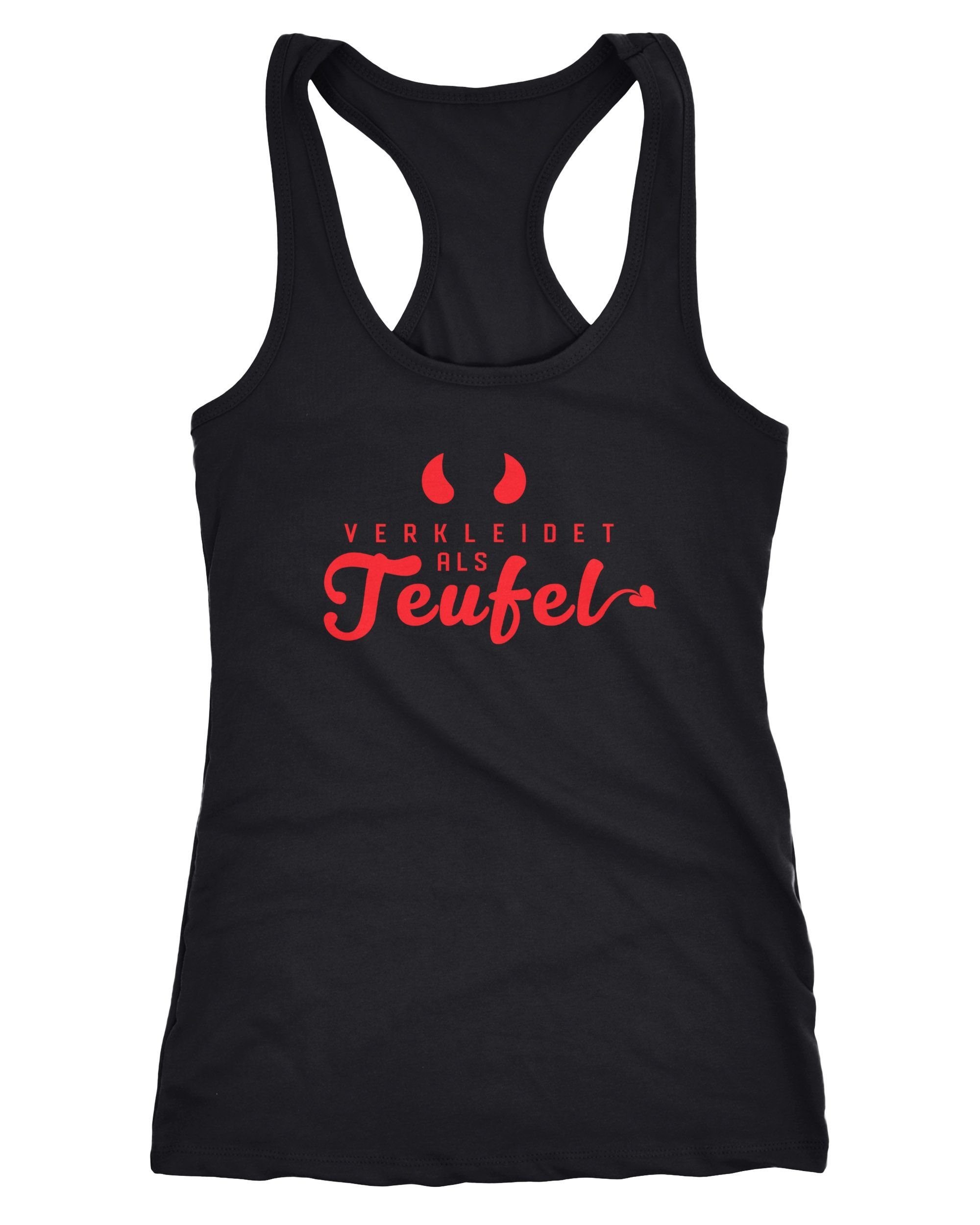 Tanktop Damen Tanktop Verkleidet als Teufel Kostüm Fasching Fastnacht Karneval Racerback Moonworks®