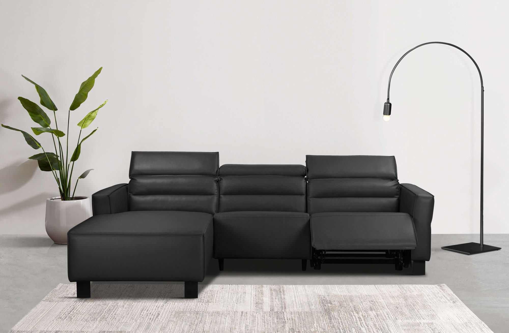 Places of Style Ecksofa Carpari, L-Form, 263 cm, manuelle o. elektrische Relaxfunktion, USB A/C und Kopfteilverstellung