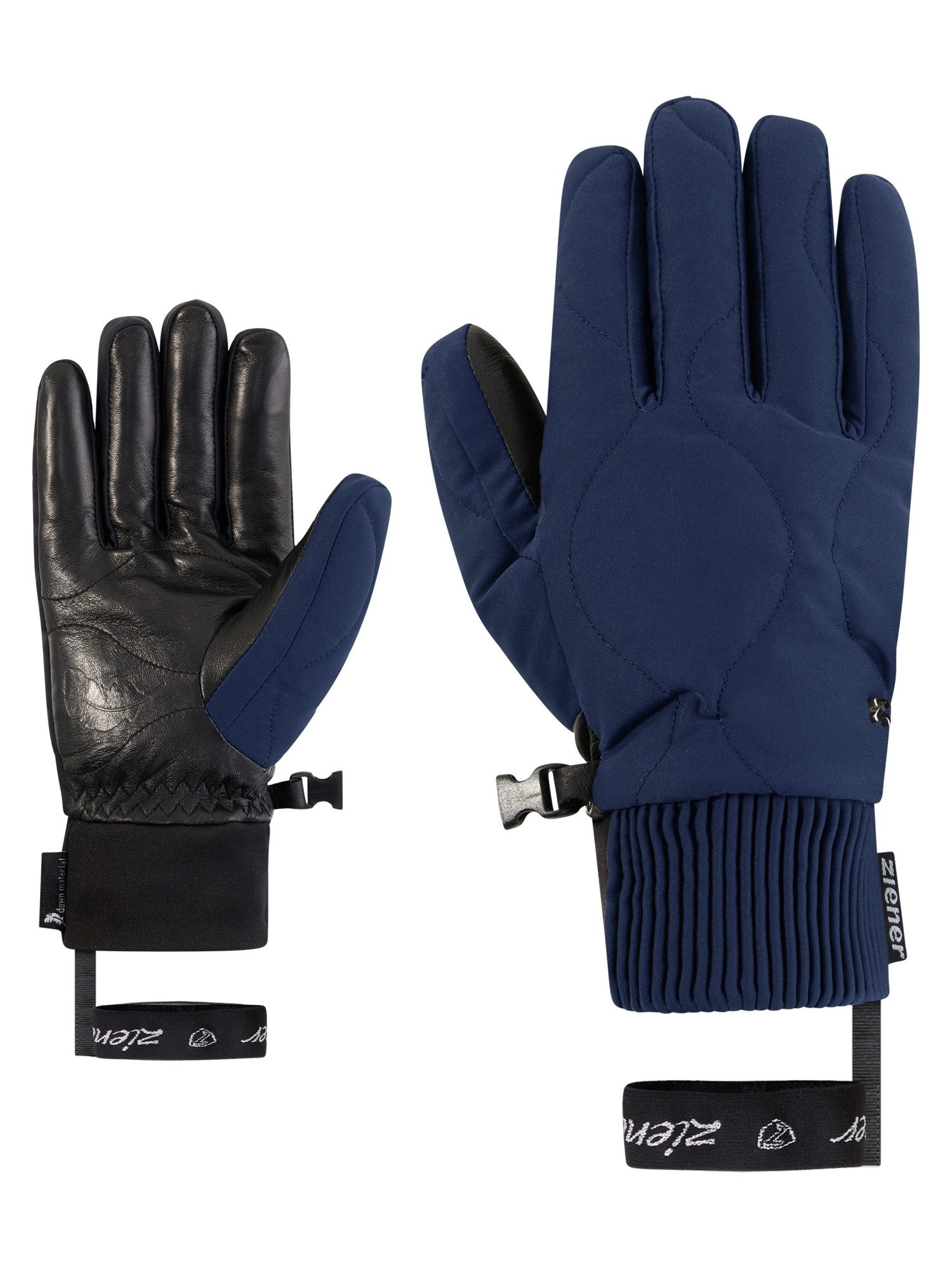 Ziener Skihandschuhe KYMARY-Z AQUASHIELD® DAUNENFÜTTERUNG DAMEN wasserdicht, winddicht, extra warm, Lederinnenhand, Plüschfutter