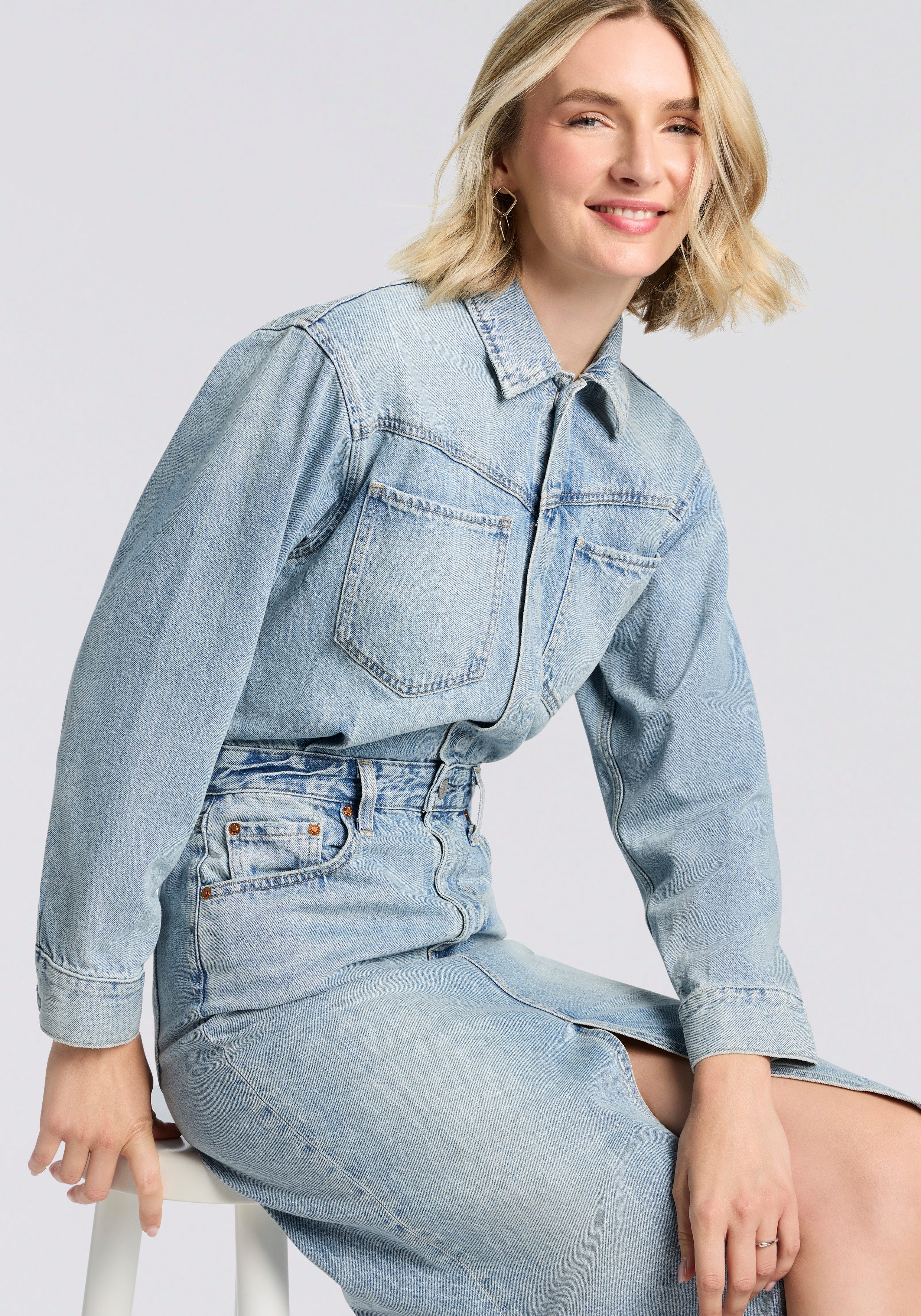 Levi's® Jeanskleid WESTERN DENIM MID Denim-Midi-Hemdkleid