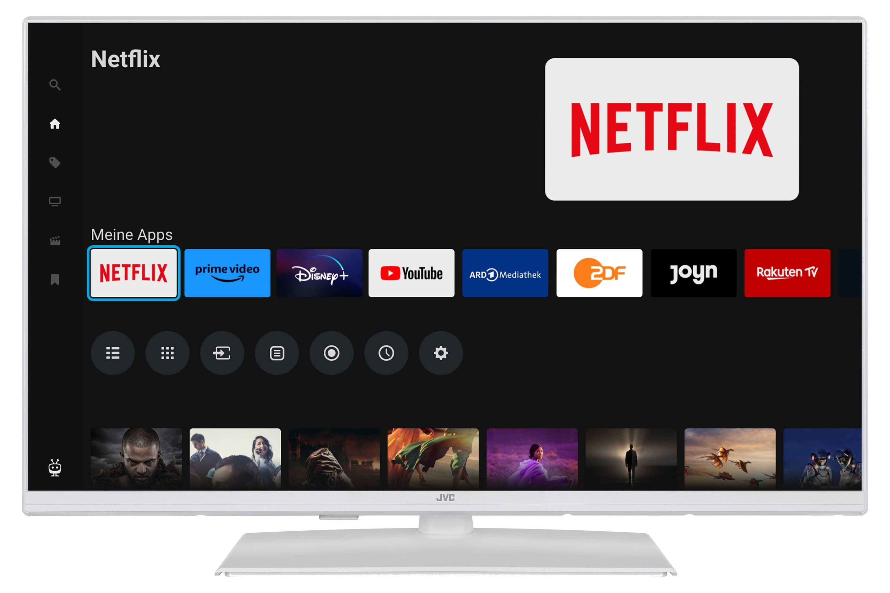 JVC LT-32VF5355W LCD-LED Fernseher (80 cm/32 Zoll, Full HD, Smart TV powered by TiVo, HDR, Triple-Tuner, Sprachsteuerung, Micro Dimming, 6 Monate HD+ inkl)