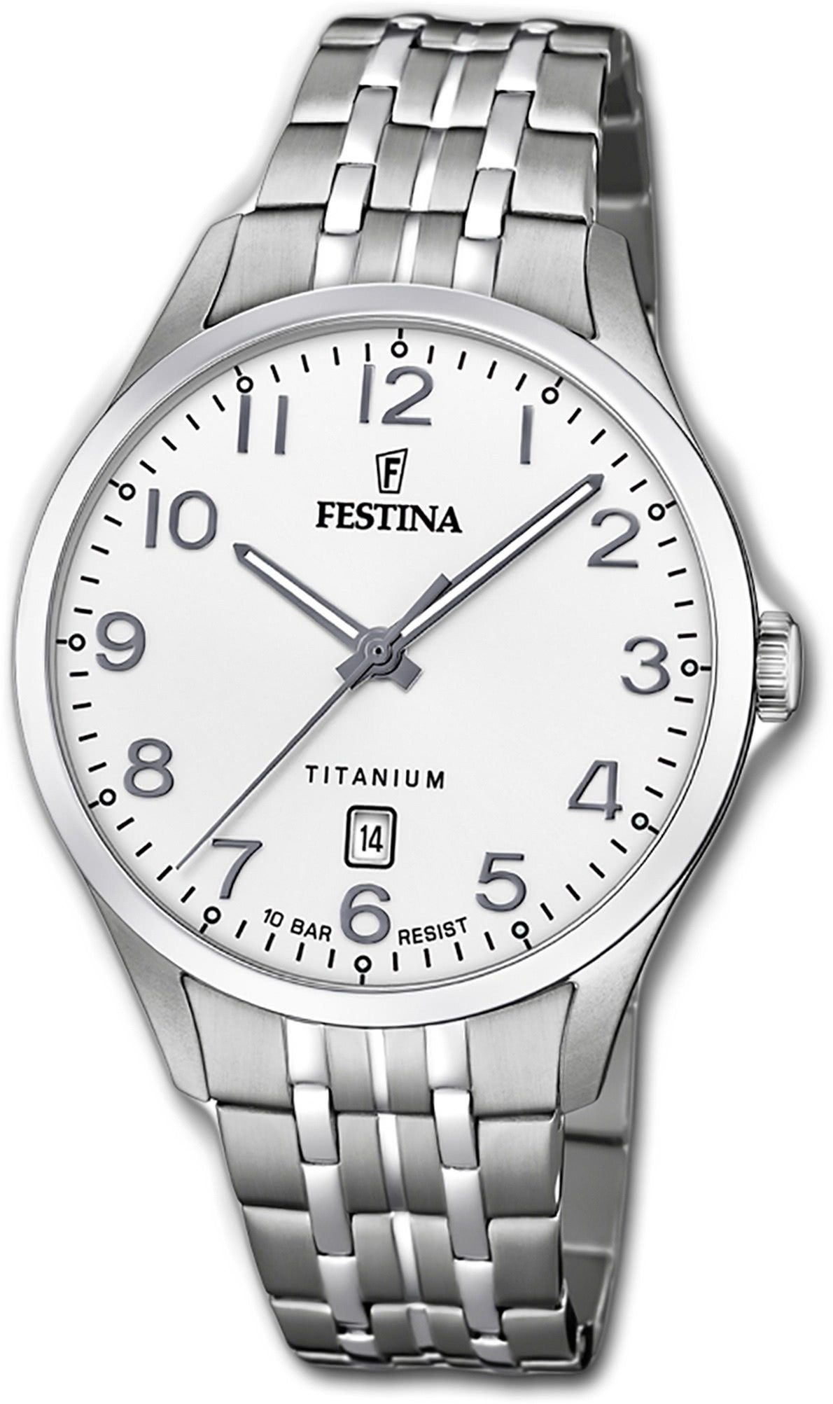 Festina Quarzuhr Festina Titan Herren Uhr F20466/1, Herrenuhr mit Titanarmband, rundes Gehäuse, groß (ca. 40mm), Elegant-S