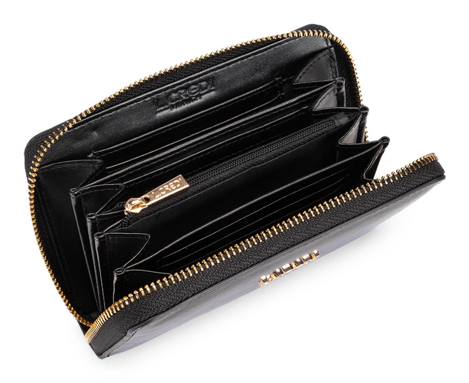 L. CREDI Geldbörse Zip Around Wallet, mit RFID-Blocker Schutz