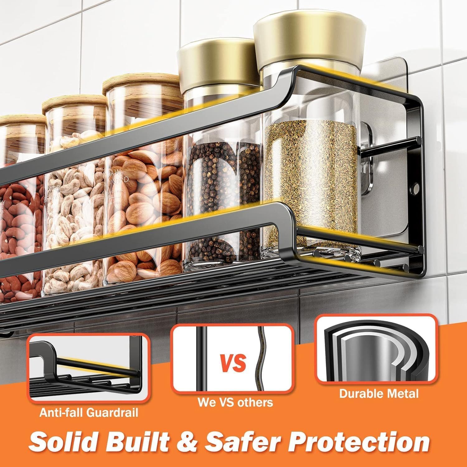 NUODWELL Gewürzregal Wand 4er Metall Gewürz Organizer, Selbstklebend Ohne B günstig online kaufen