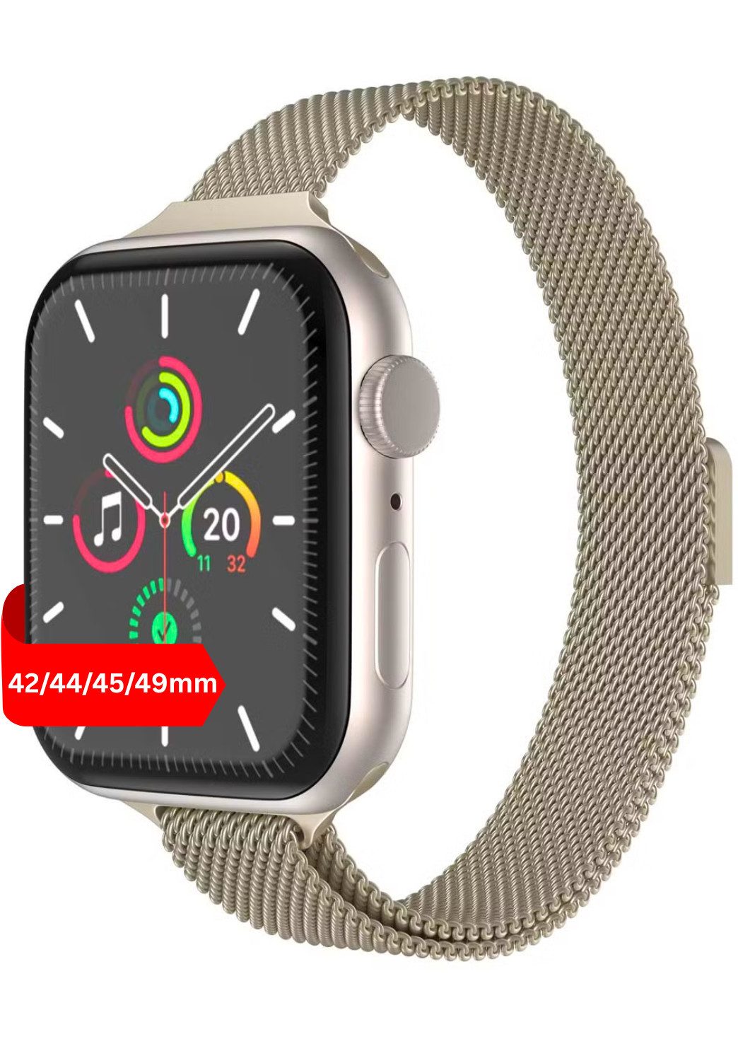 S&T Design Smartwatch-Armband Armband für Apple Watch Edelstahl Magnetisch Mesh Milanaise Dünn, Kompatibel mit Apple Watch 38 / 40 / 41/ 42 / 44 / 45 / 46 / 49 Dünn