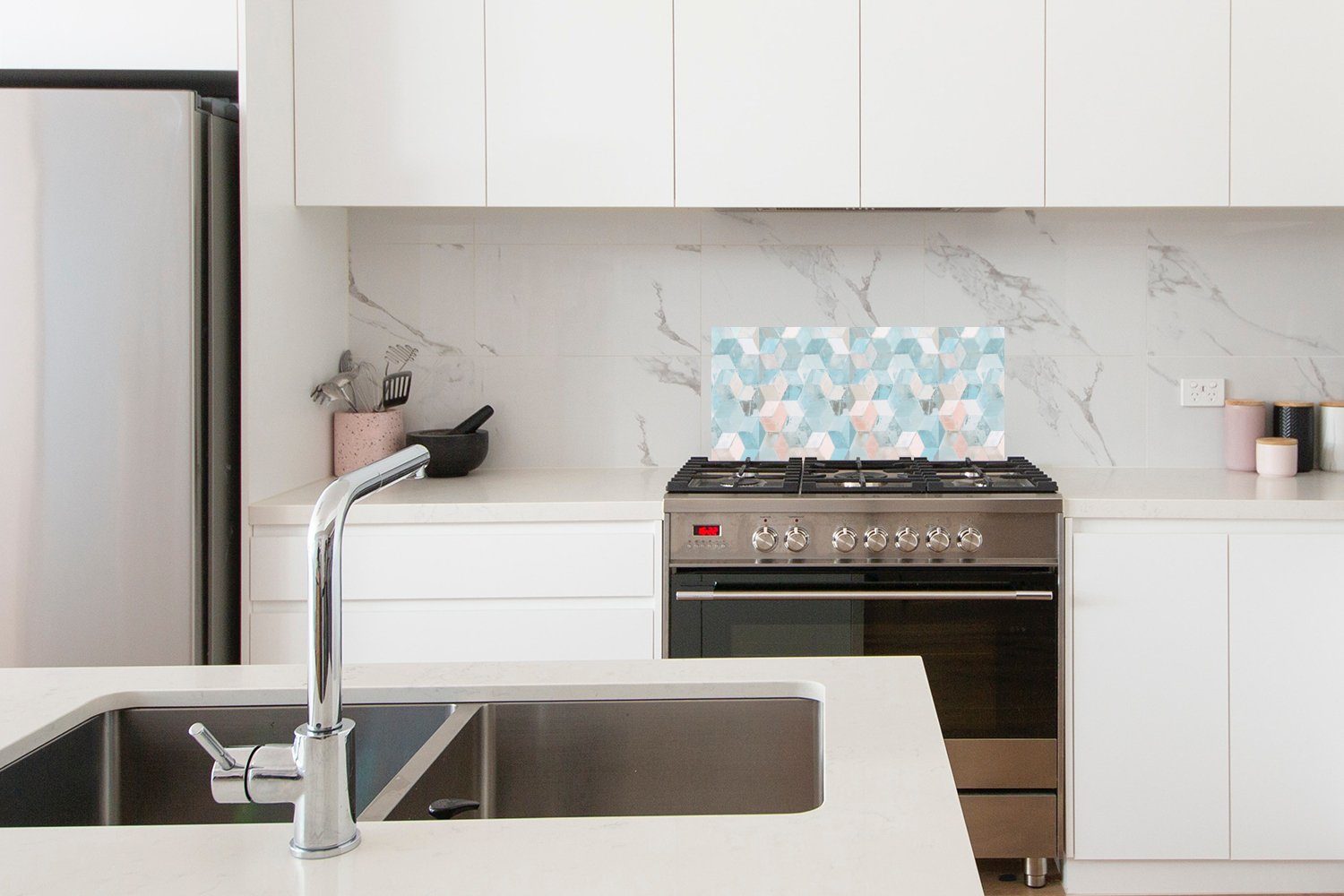 Schmutzflecken Design, Fett Wandschutz, und für Küchen Küchenrückwand (1-tlg), Kacheln cm, Pastell - gegen Abstrakt MuchoWow - 60x30 -
