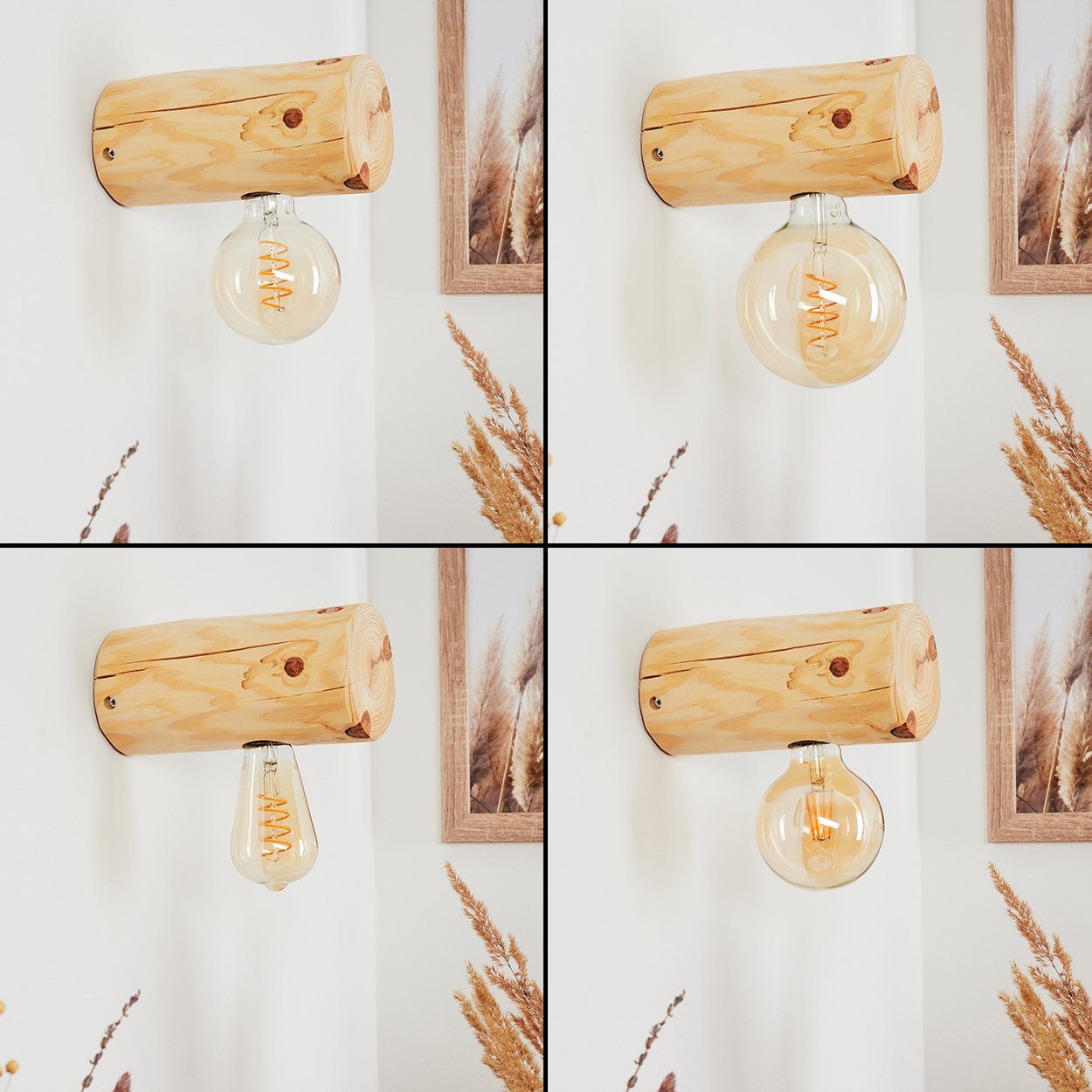 im Wandspot 1xE27, Retro/Vintage Wandlampe Holz Außen-Wandleuchte skandinavischen ohne »Pontinvrea« Design aus Design, hofstein Natur im m. in Leuchtmittel, Lichteffekt