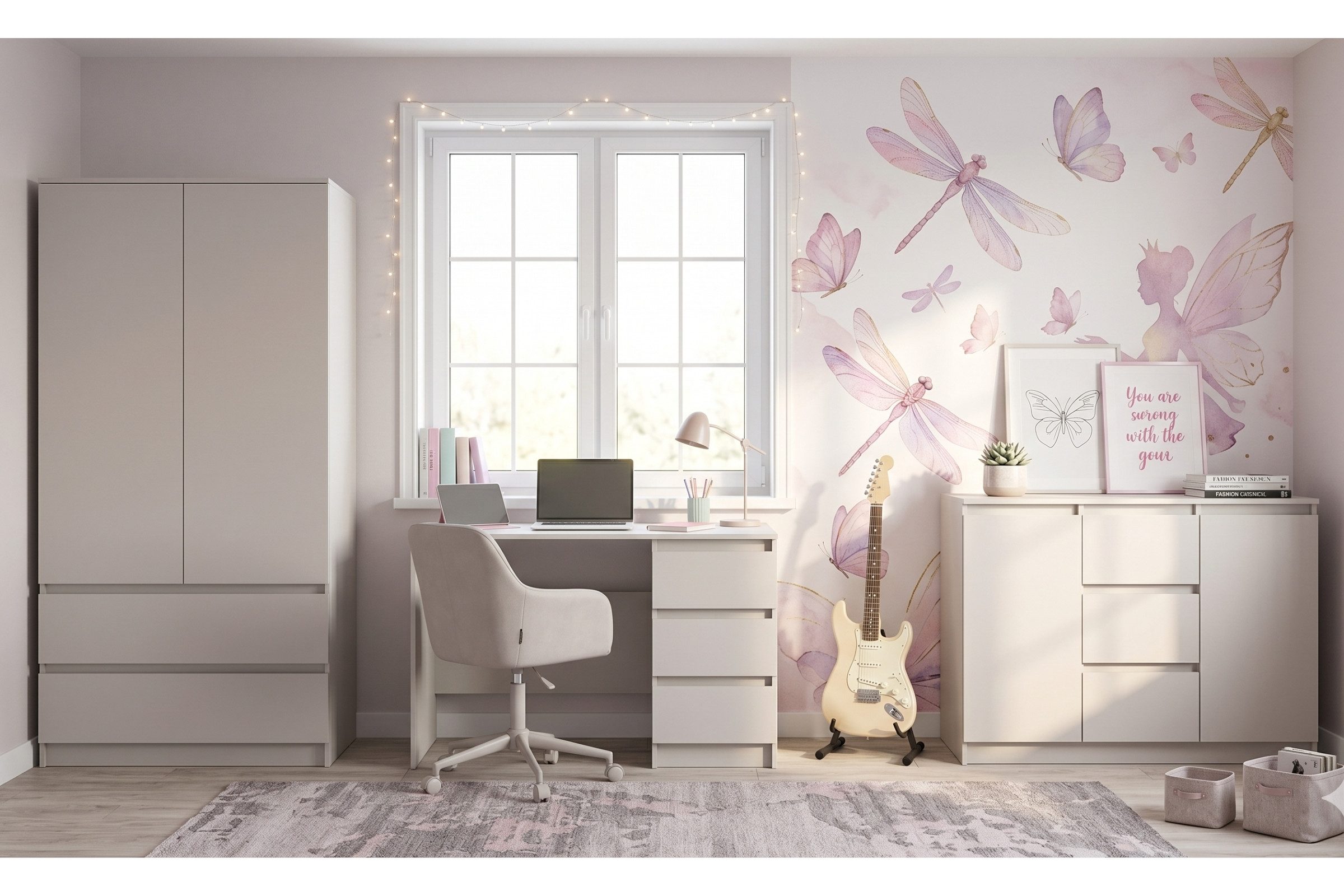 Deine Möbel 24 Jugendzimmer-Set Kinderzimmer-Set SIMO A, mit Kleiderschrank, Schreibtisch und Kommode, (Set, 3-tlg., SIMO - Kollektion), Kindermöbel-Set SIMO A  – Bild 2 von 5