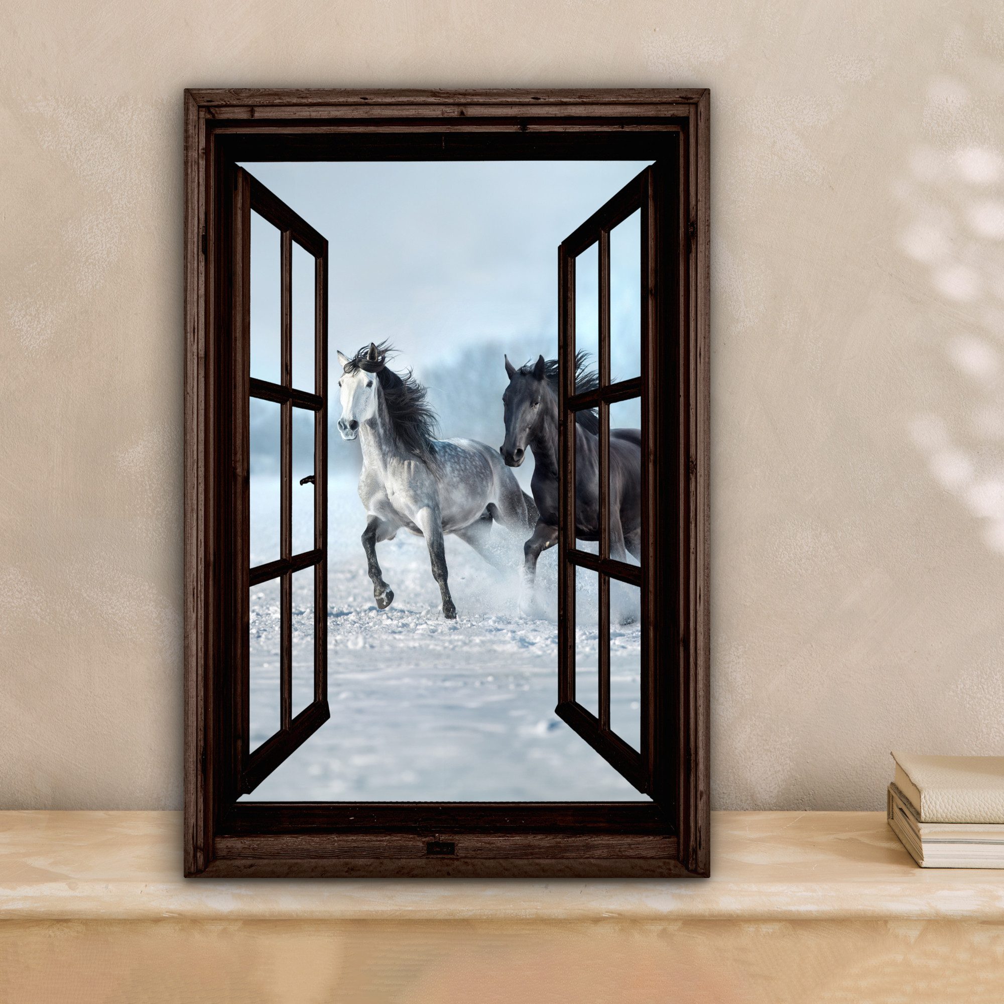 OneMillionCanvasses® Leinwandbild Pferde - Winter - günstig online kaufen