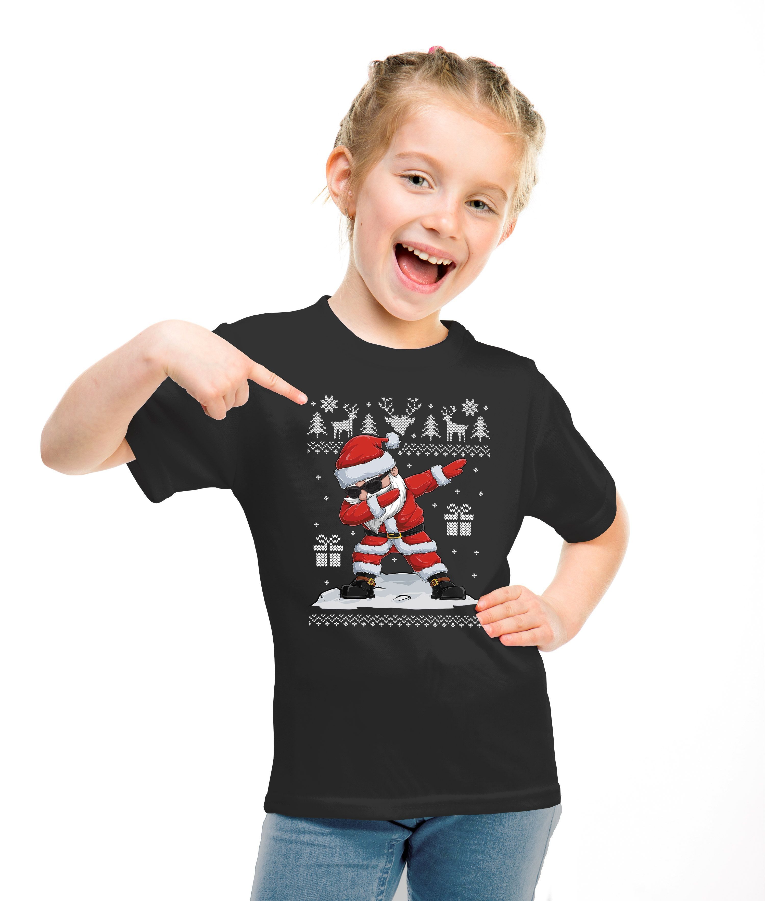 MoonWorks Print-Shirt Kinder T-Shirt Weihnachten Dabbing Santa Weihnachtsmann Dab Fun-Shirt