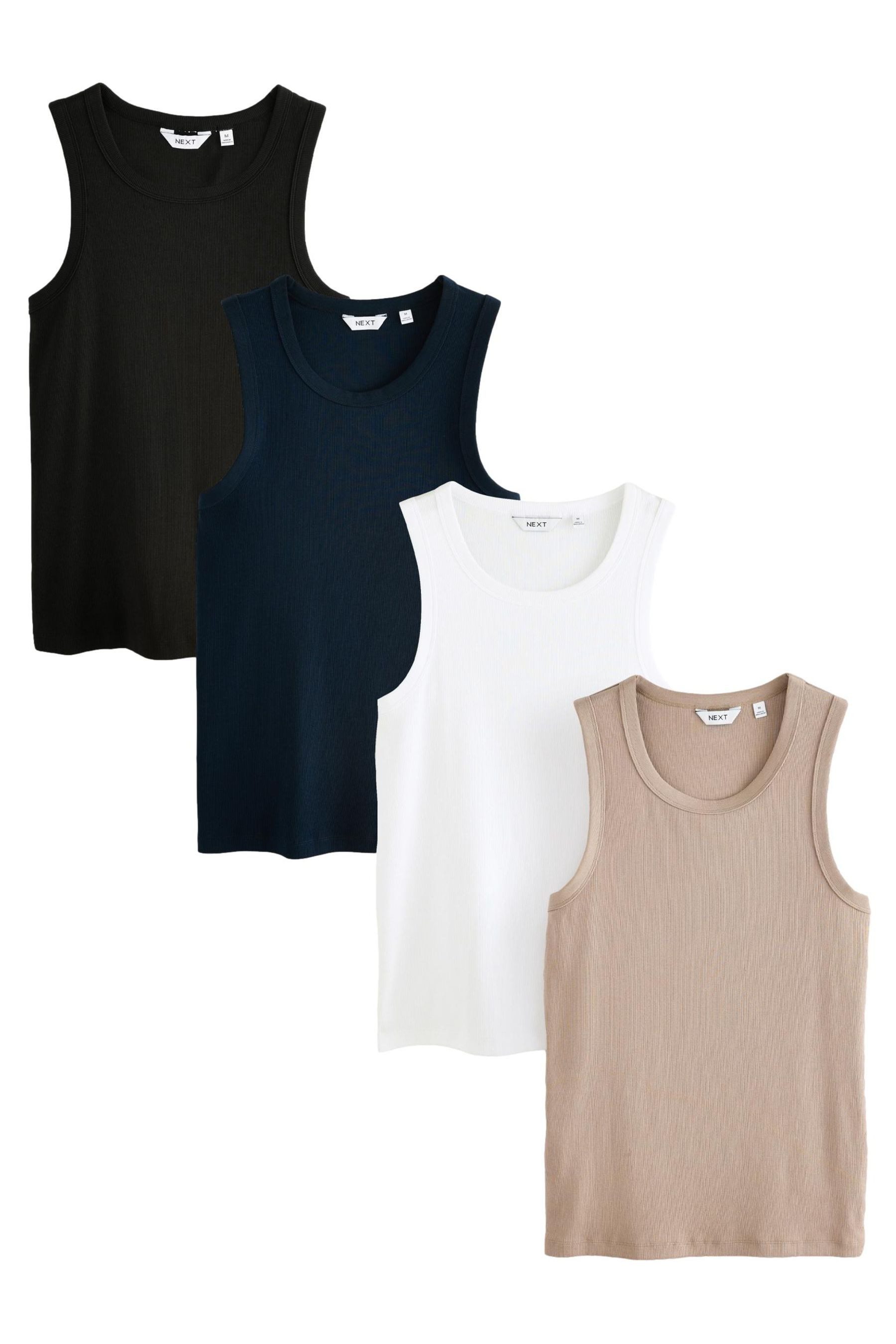 Trägertop Gerippte Slim Fit Trägertops im 4er-Pack