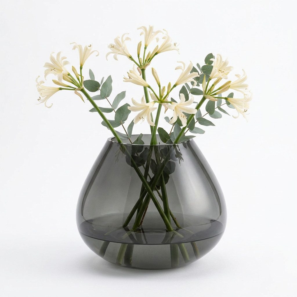 Vase the World Tischvase Glasvase Morava grau rund bauchig mundgeblasen Blumenvase (1 St., 1 Vase), handgefertigtes, grau getöntes Glas