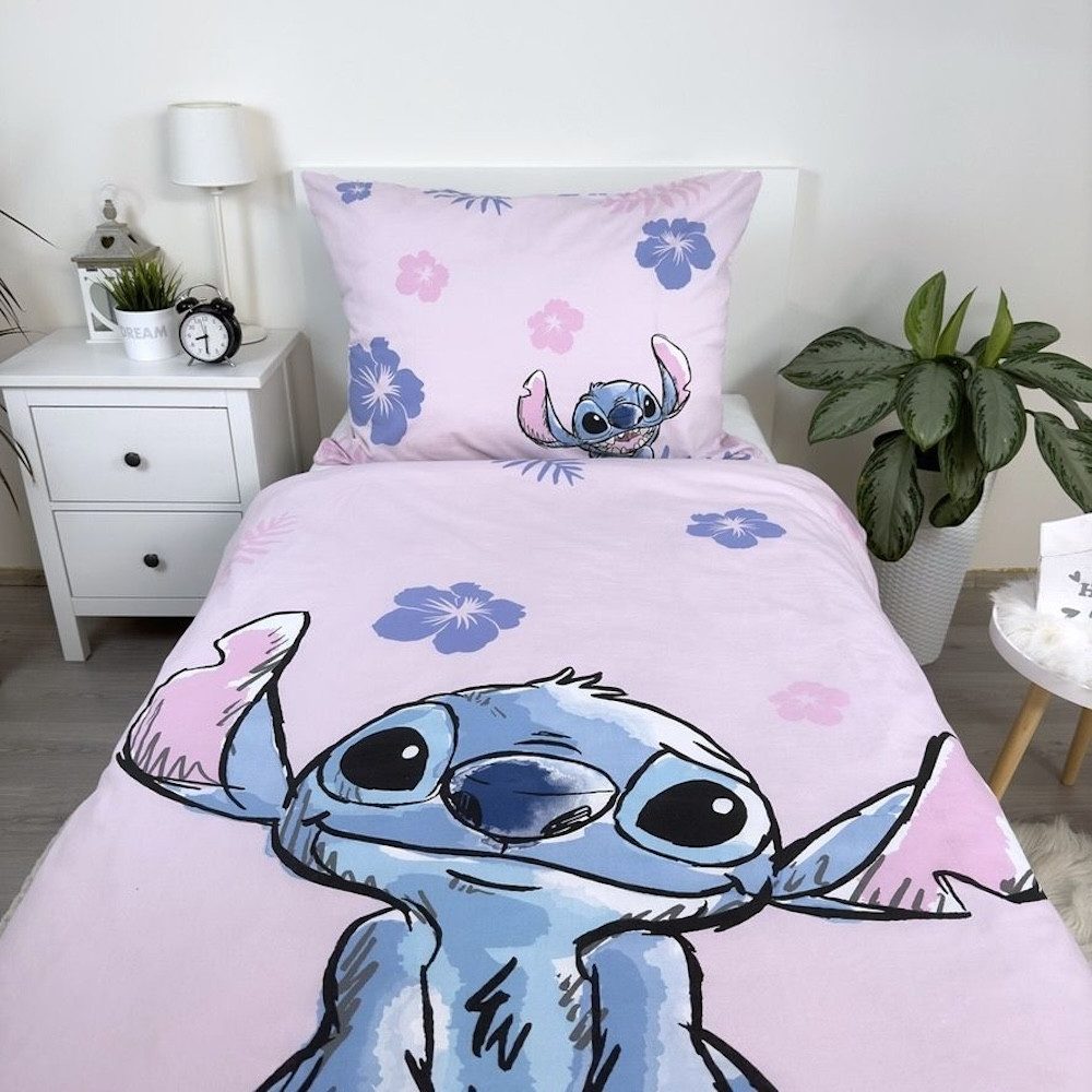 Lilo & Stitch Bettwäsche Wendebettwäsche Lilo & Stitch "Pink" 140x200 cm, 70x90 cm, Baumwolle, 2 teilig, 100% Baumwolle