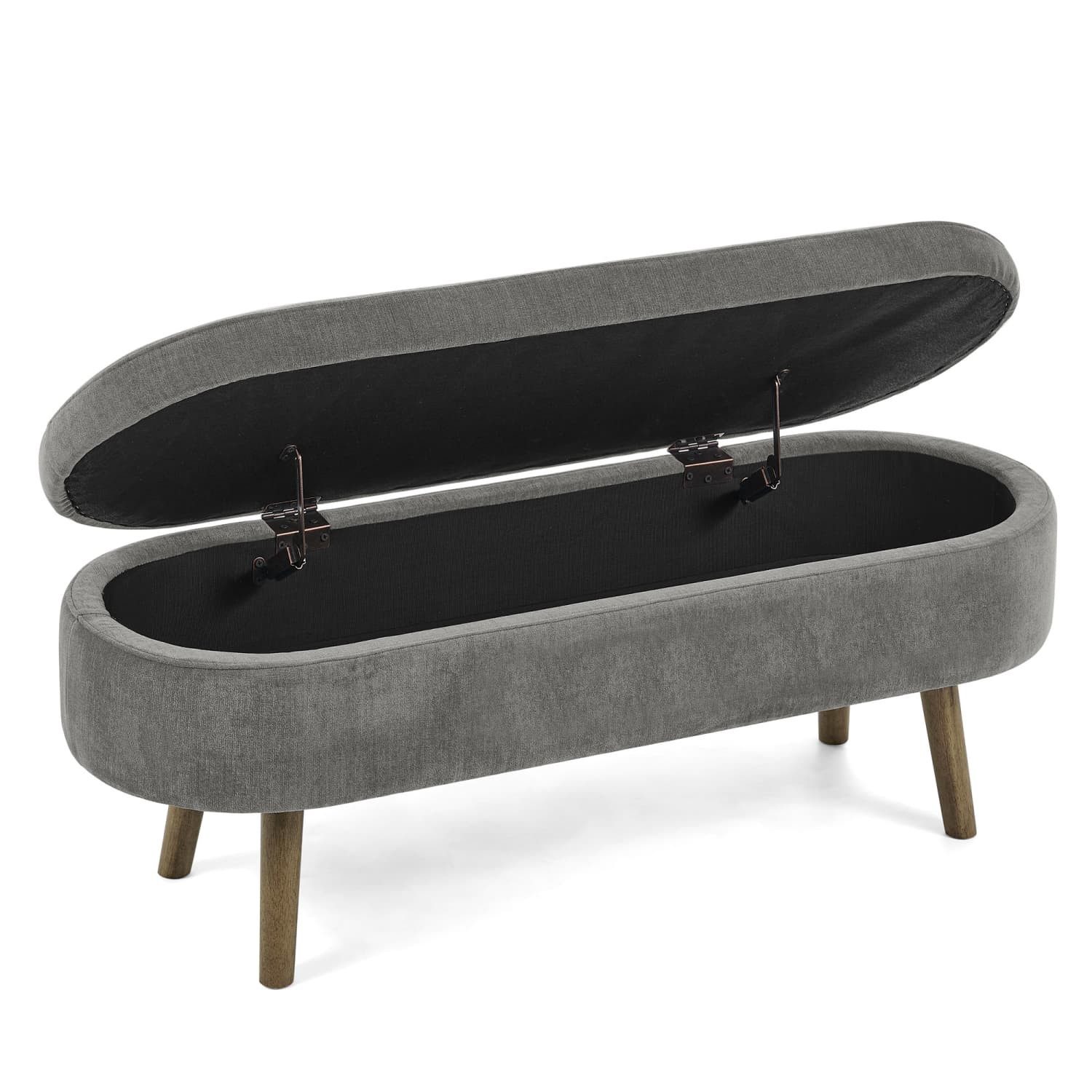 autolock Bettbank Multifunktionelle Aufbewahrungsbank,weicher Velvet-Stoff,Metallbeine, Fußbank,Bettbank,Polsterbank,Massivholzrahmen,20L Stauraum,110x40x42cm