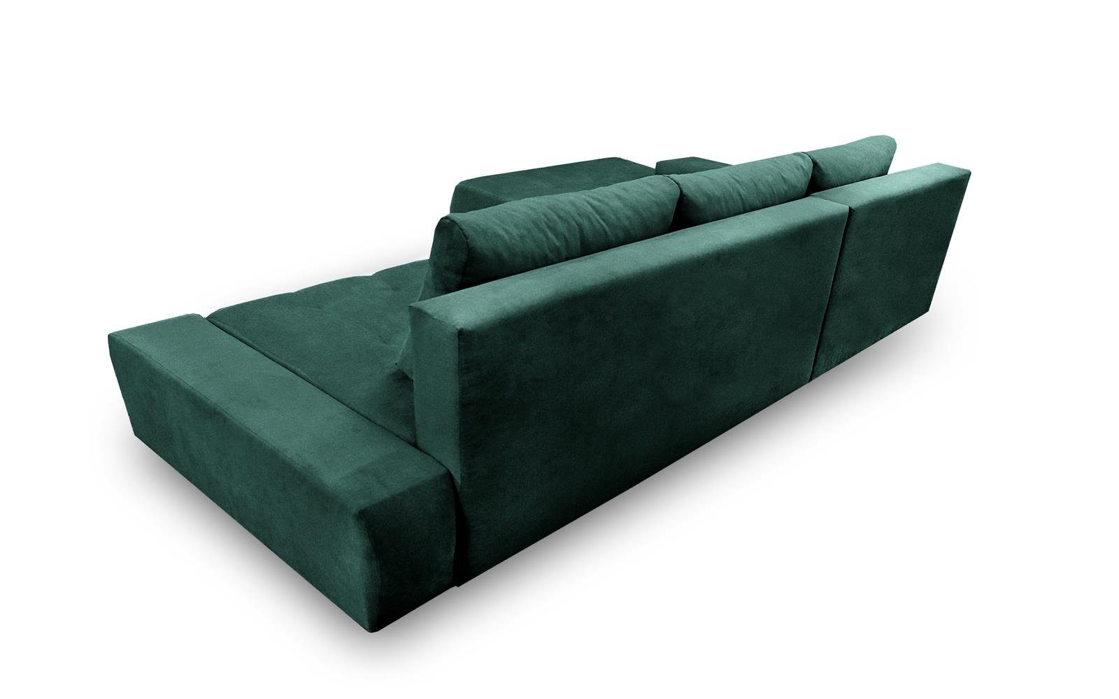 Couch Schlaffunktion, Ecksofa Bettkasten Wohnzimmer 27) (aston Ecksofa Sofa Grün mit DRACO Beautysofa