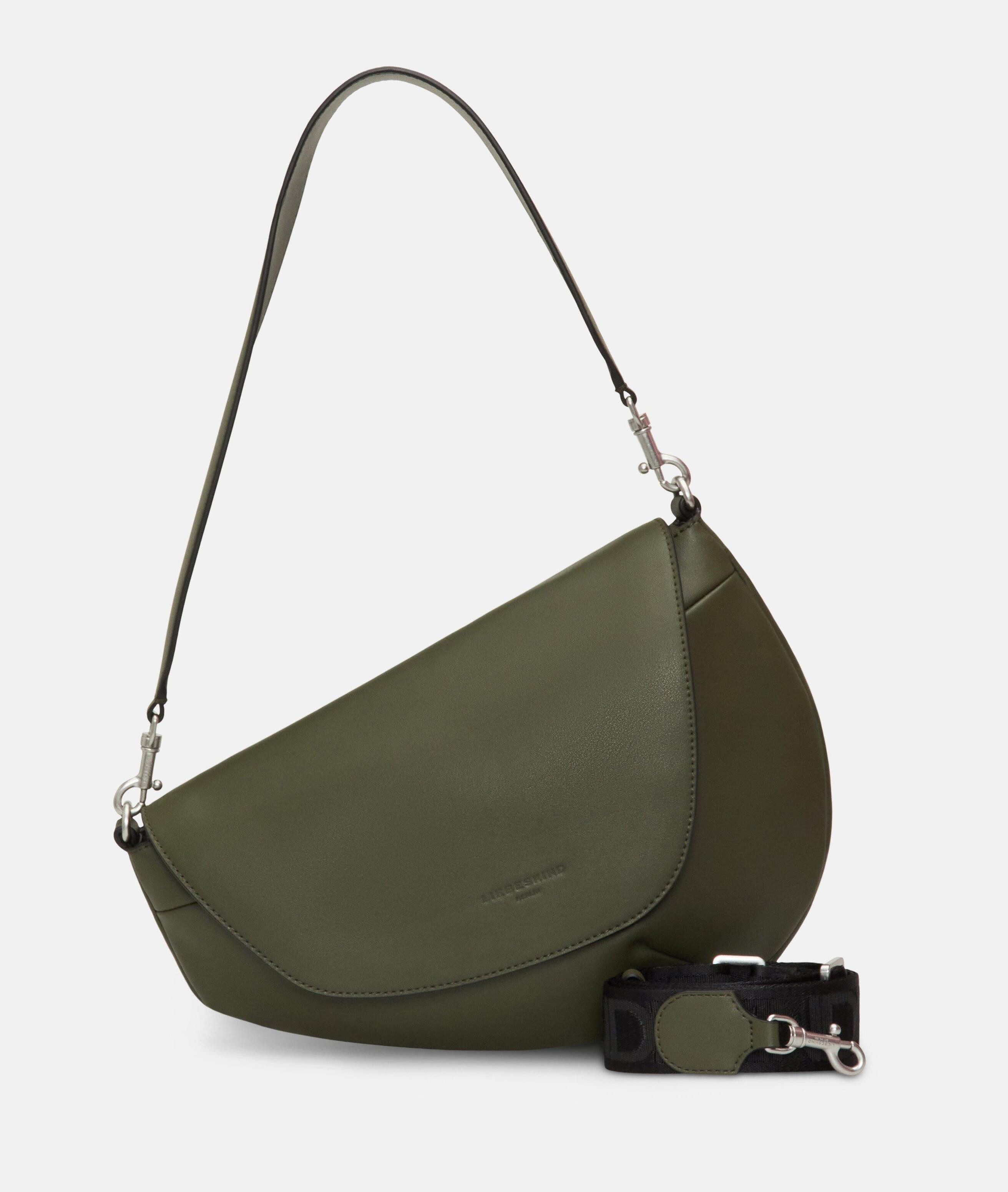 Liebeskind Berlin Schultertasche Oval Shoulder-Bag M, Geräumige Schultertasche in Lederoptik mit authentischer Narbung