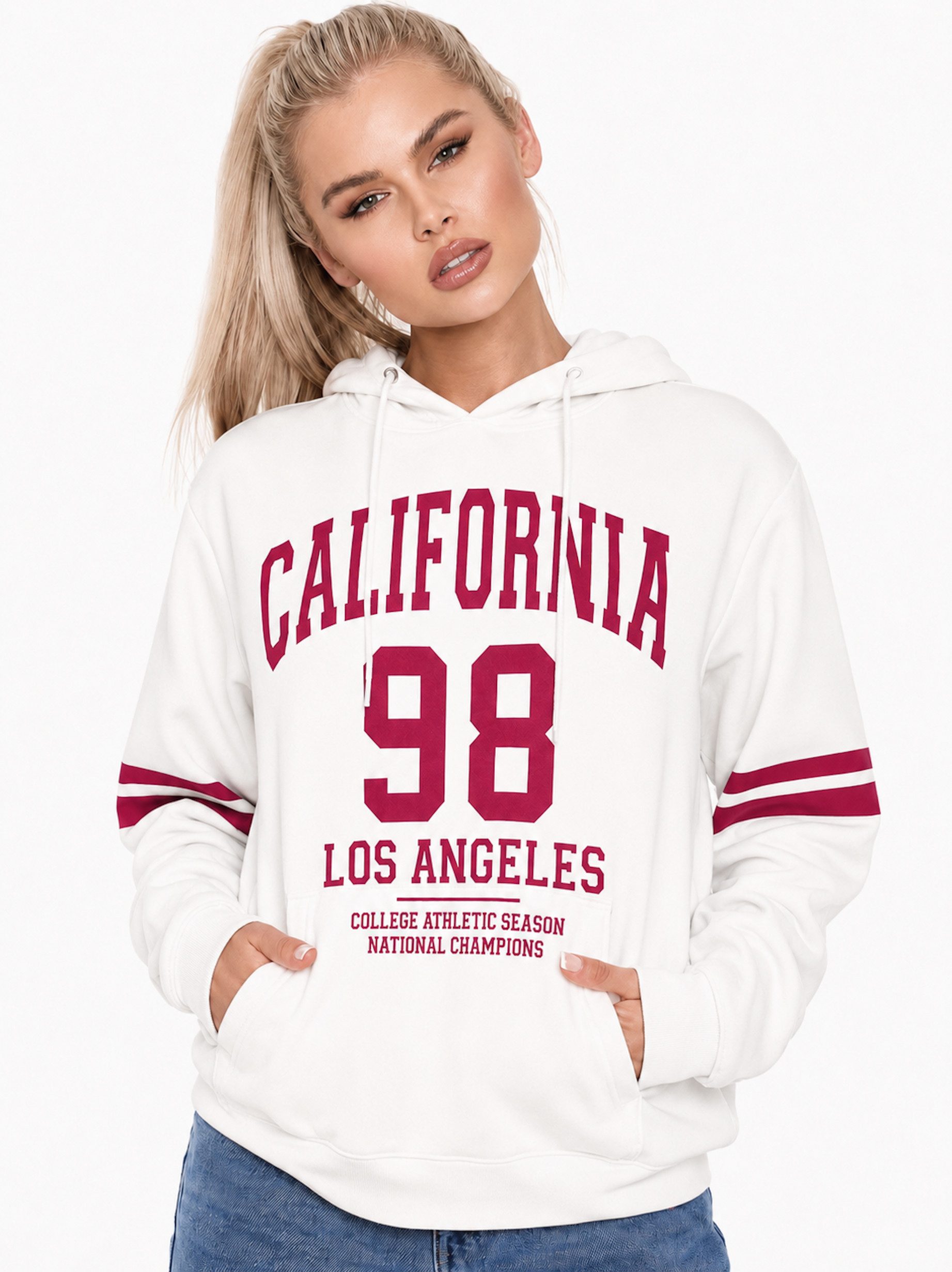 Worldclassca Hoodie Worldclassca Damen Hoodie LA Kapuzenpullover Sport Sweatshirt Langarm Neue Kollektion - Stilvolle und gemütliche Sreetwear Mode für Damen