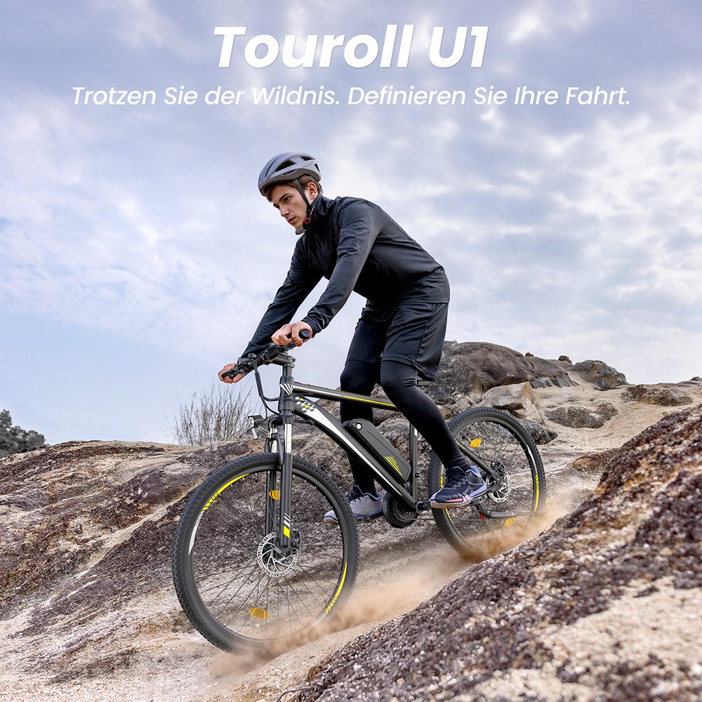 Touroll E-Bike U1 Trekkingrad mit 250-W-Motor, 468 Wh Akku, 21 Gang Shimano, Heckmotor, 468 Wh, 65 km Reichweite, 21‑Gang Shimano, Scheibenbremsen – Bild 2 von 5
