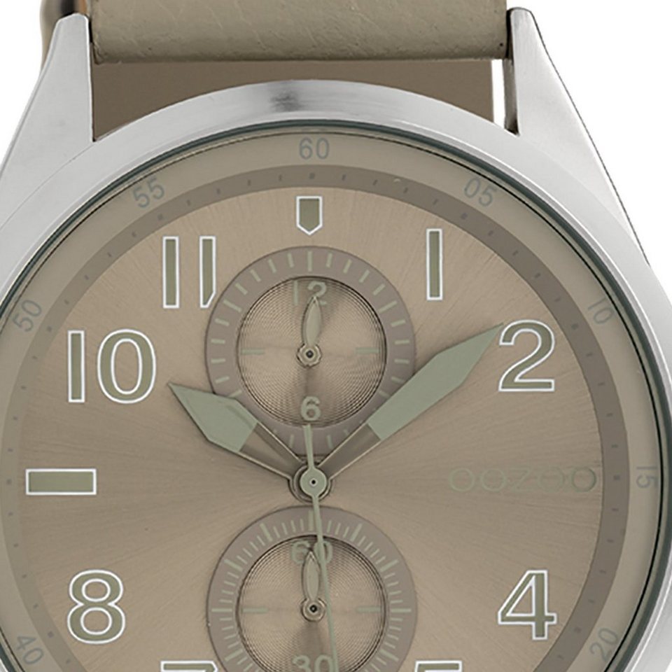 OOZOO Quarzuhr Oozoo Herren Armbanduhr Timepieces Analog, Herrenuhr rund,  groß (ca. 42mm) Lederarmband, Fashion-Style, Japanisches Laufwerk
