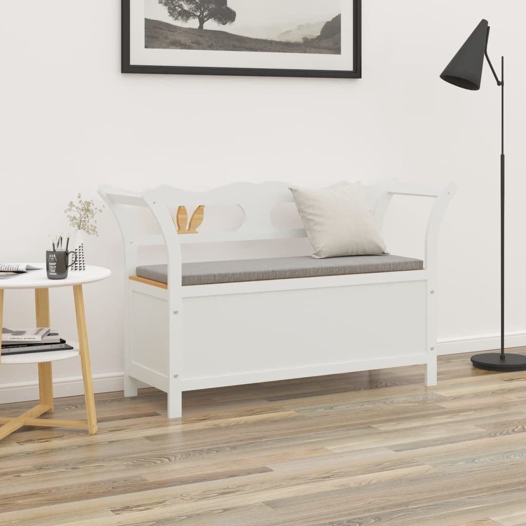 furnicato Truhenbank Sitzbank aus massivem Tannenholz Weiß 107 x 45 x 75,5 cm (1-St), Flurbank mit Arm- und Rückenlehnen sowie Stauraum für Eingangsbereich