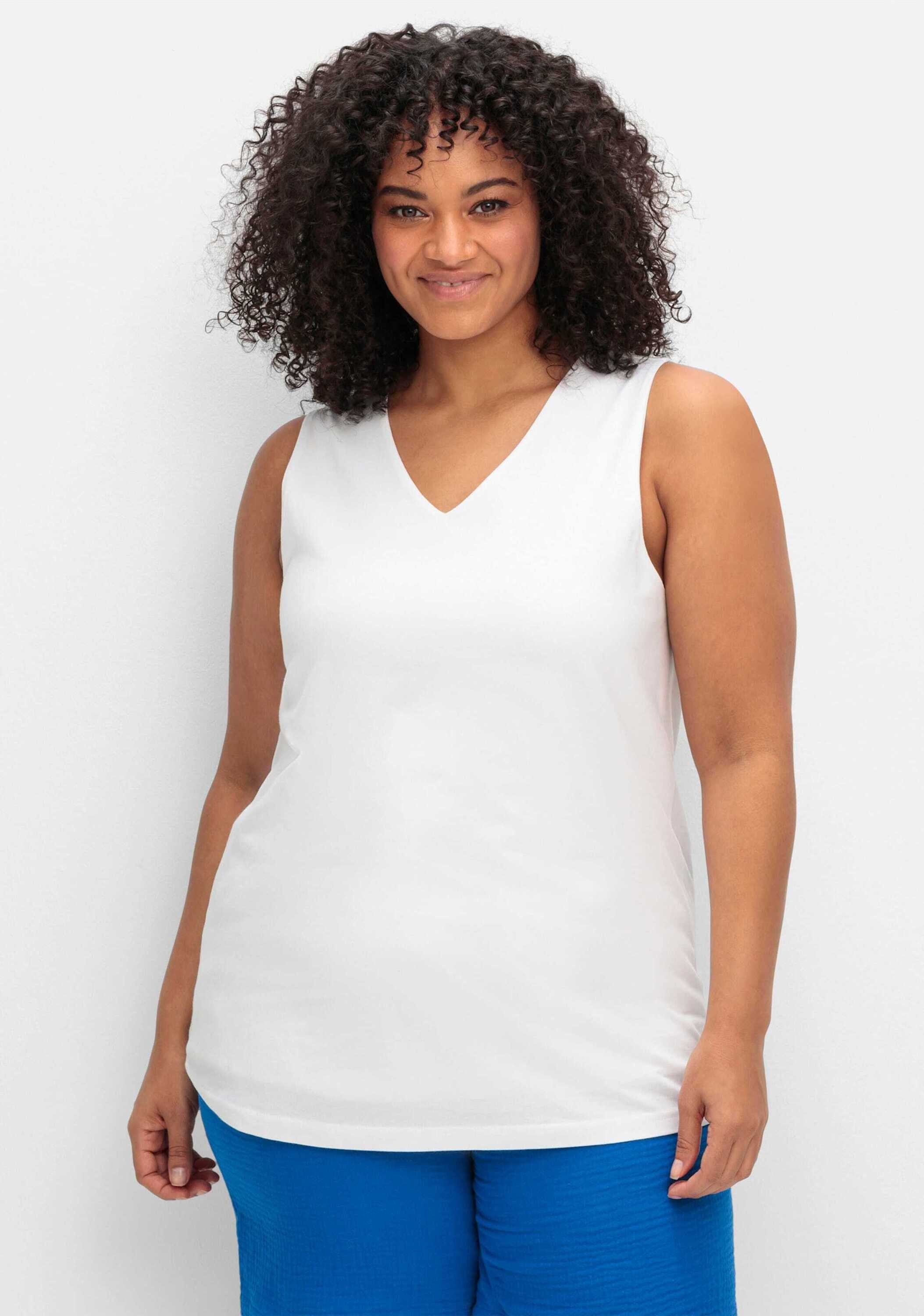 Sheego Shirttop Tanktop Ärmellos