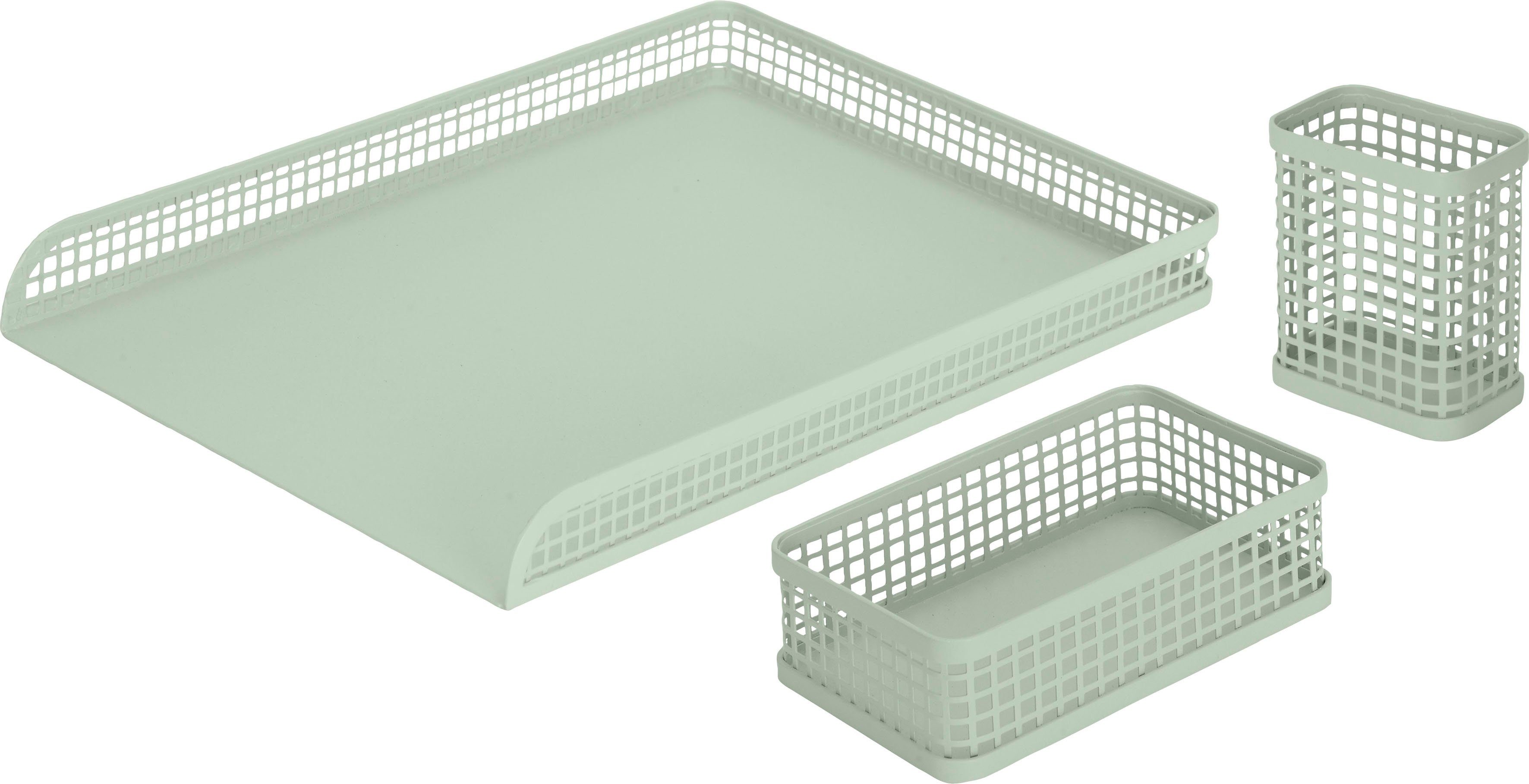 Steckdosenstandard andas Tablett Morten 3er Design Georgsen grün (3-tlg), Metall, Crossby, Set, aus by Metall