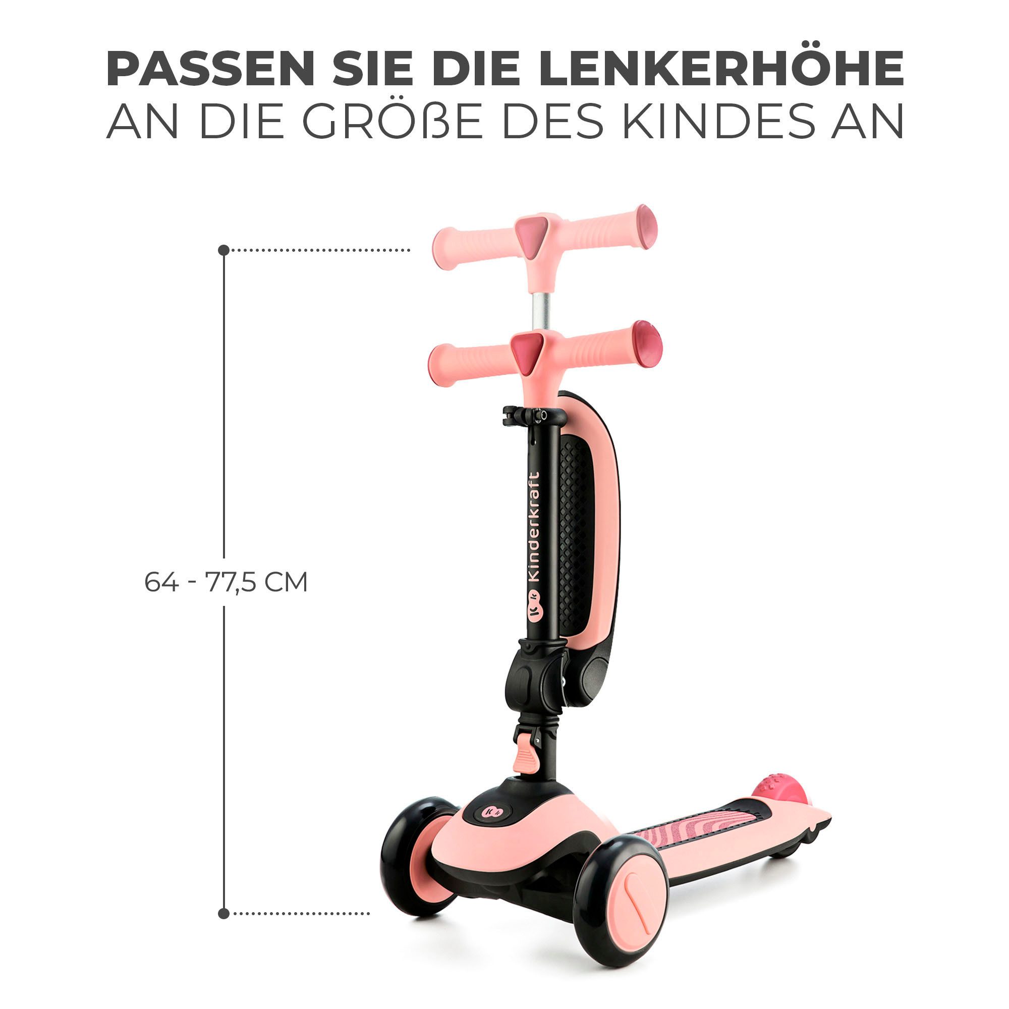 Kinderkraft Tretroller HALLEY, für Kinder; mit Bremse und leuchtenden Vorderrädern