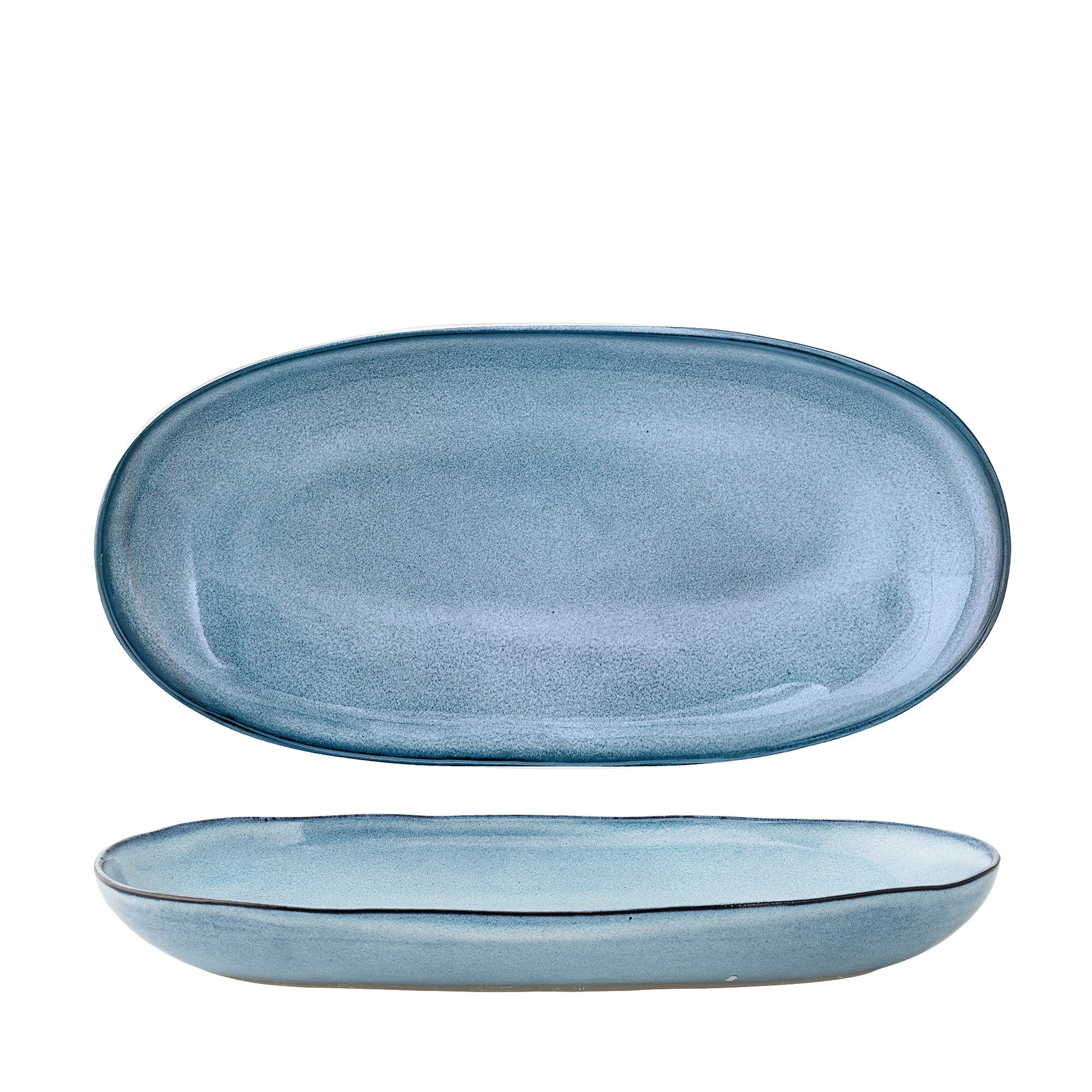 Bloomingville Servierplatte Bloomingville Sandrine Servierplatte, Blue, Steingut, Steingut