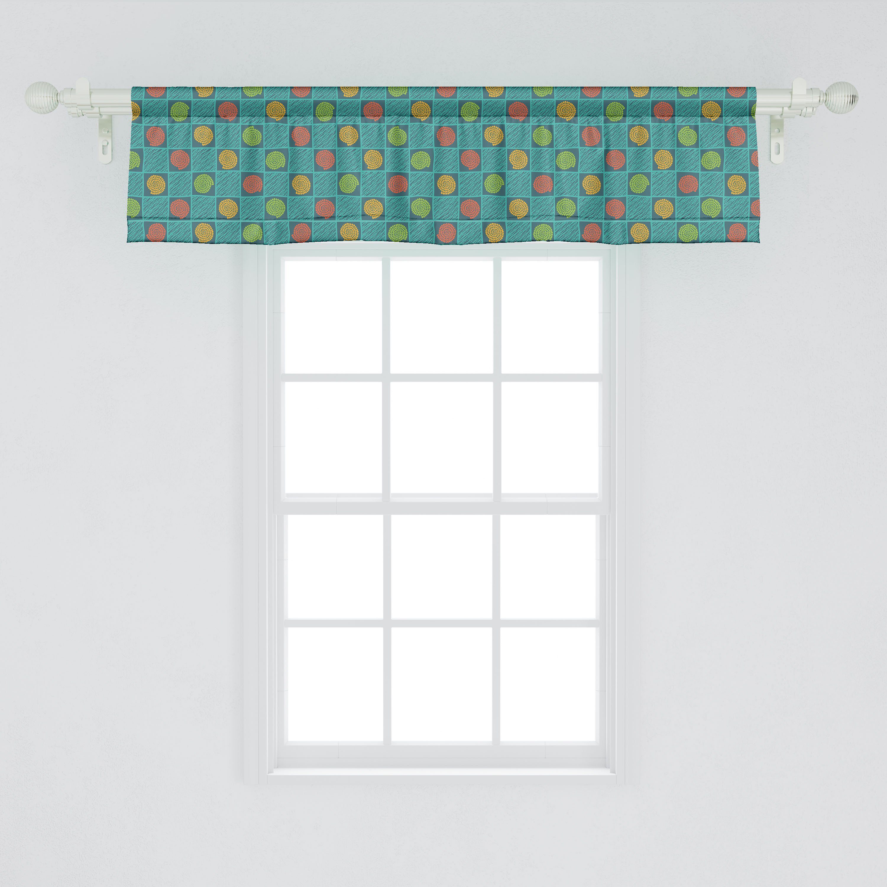 Scheibengardine Vorhang Volant für Küche Inner-Punkte mit Abakuhaus, Stangentasche, Schlafzimmer Microfaser, und Square Dekor Kindisch Box