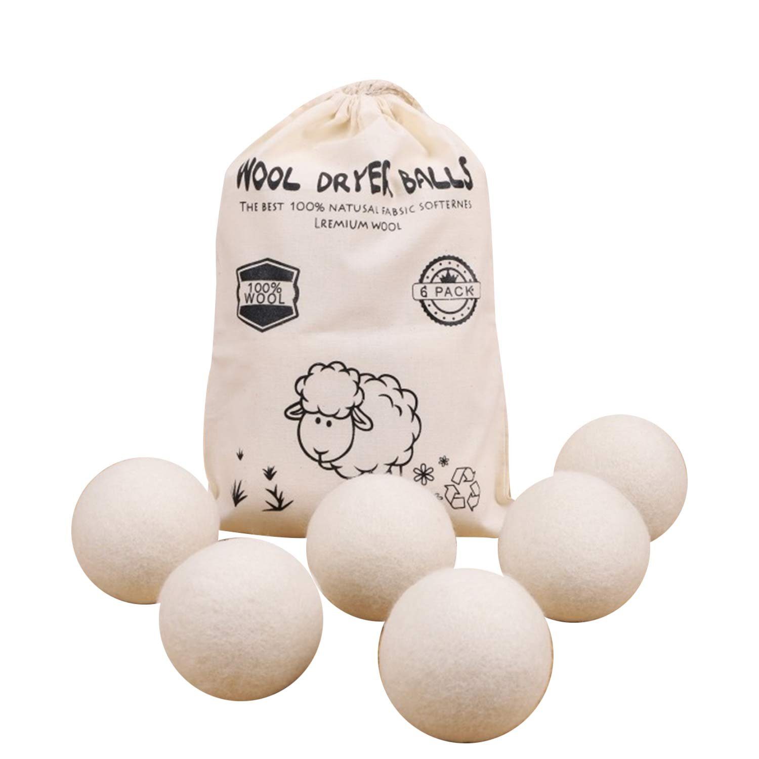 MAGICSHE Trocknerball 100% Neuseelandwolle, 6 Stück, Natürlicher Weichspüler, Sicher und antiallergisch