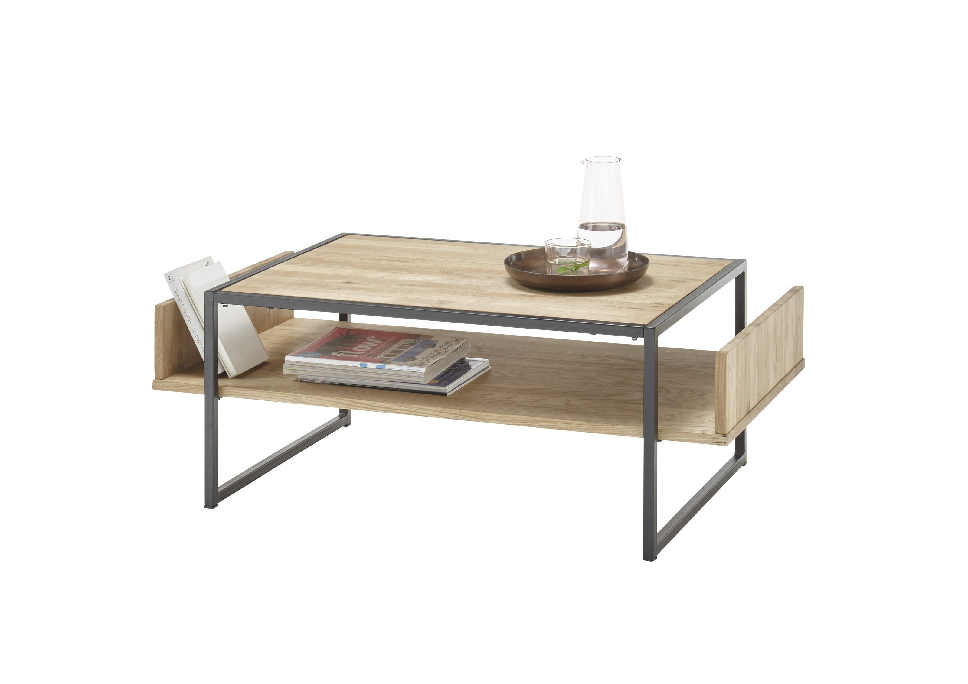 Stolkom Sp.z.o.o. Couchtisch in Eiche und schwarz, Eiche und Metall - 110x40x60cm (BxHxT)