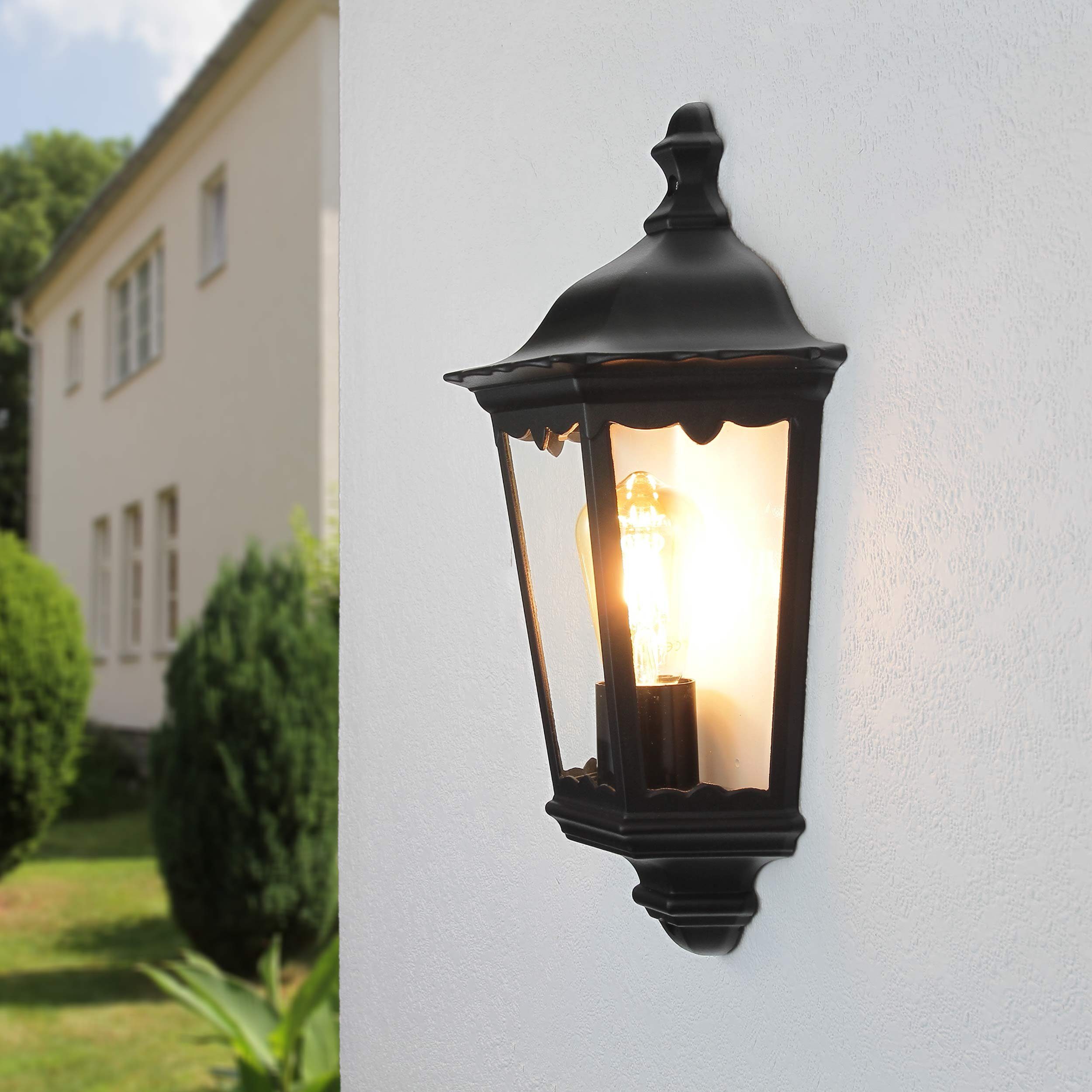 Leuchtmittel, Hauswand Gartenlampe Außen LED E27 Licht-Erlebnisse Lampe Schwarz Außen-Wandleuchte Wandlampe ALEX, ohne