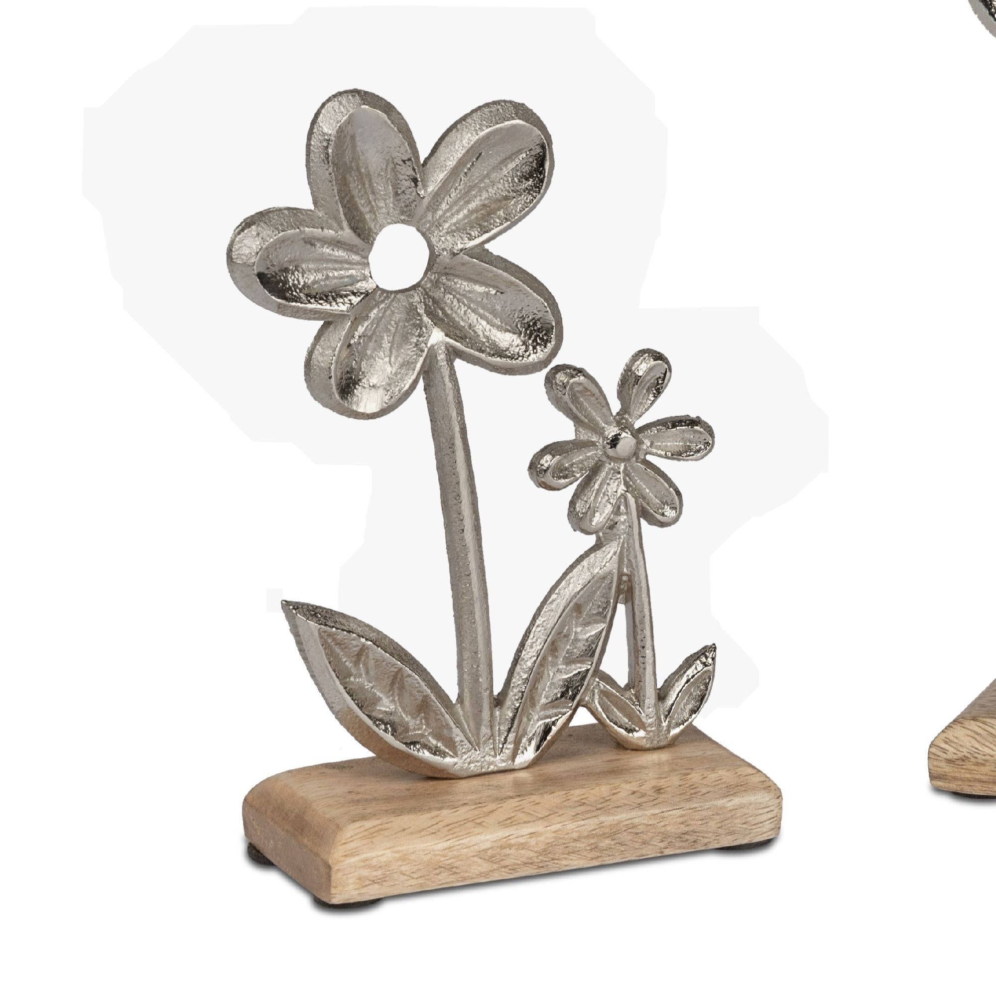 formano Dekofigur Alu Mangoholz, Auf Sockel, Braun, Motiv: Blume günstig online kaufen