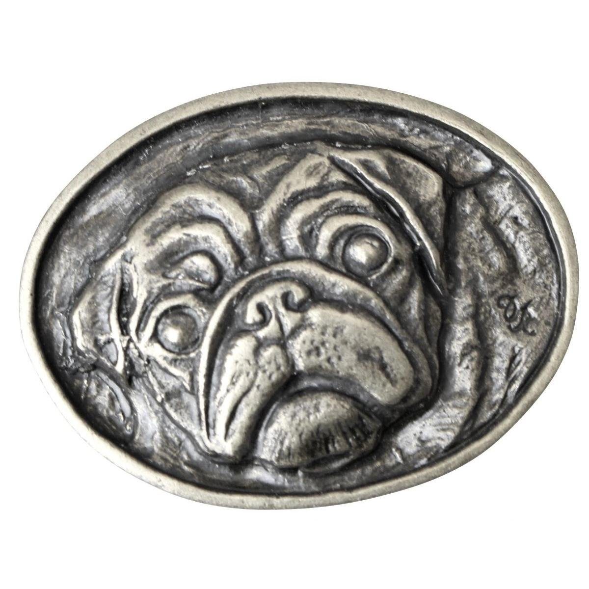 BELTINGER Gürtelschnalle Buckle 40mm Hunde-Besitzer für Mops Gürtelschließe 4,0 Altsilber cm - 