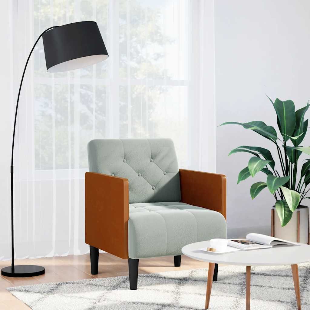vidaXL Sessel Sessel mit Armlehnen Hellgrau 55 cm Samt (1-St)