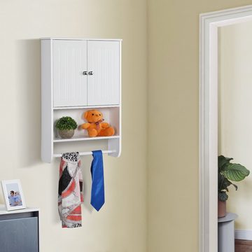 Yaheetech Hängeschrank »Badezimmerschrank mit Handtuchhalter und Einlegeboden« 73 x 49 x 14 cm Badschrank Wandschrank weiß