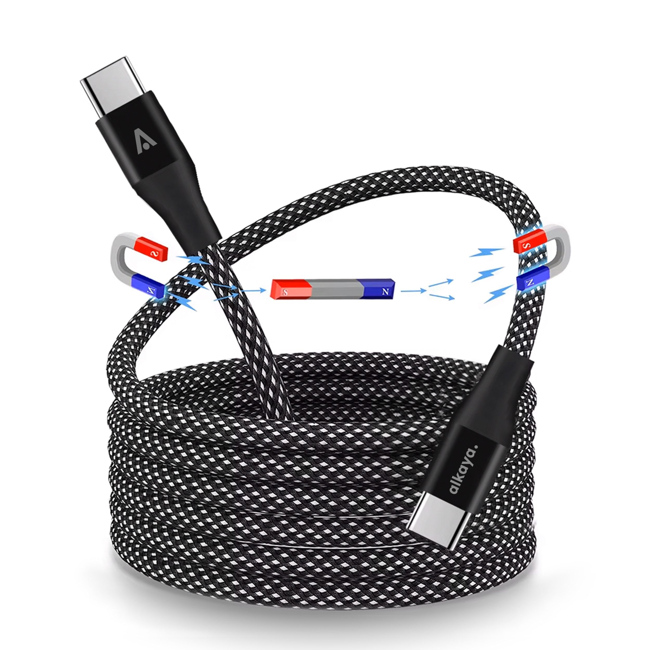 alkaya. Magnetisches Ladekabel Android Datenkabel Handykabel Geflochten USB-C Autoladekabel, USB-C, Magnetisches Datenkabel