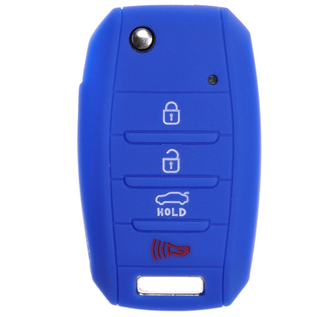 mt-key Schlüsseltasche Autoschlüssel Softcase Silikon Schutzhülle Blau, für KIA Sportage Rio Ceed Sorento Soulens Picanto 4 Tasten Schlüssel
