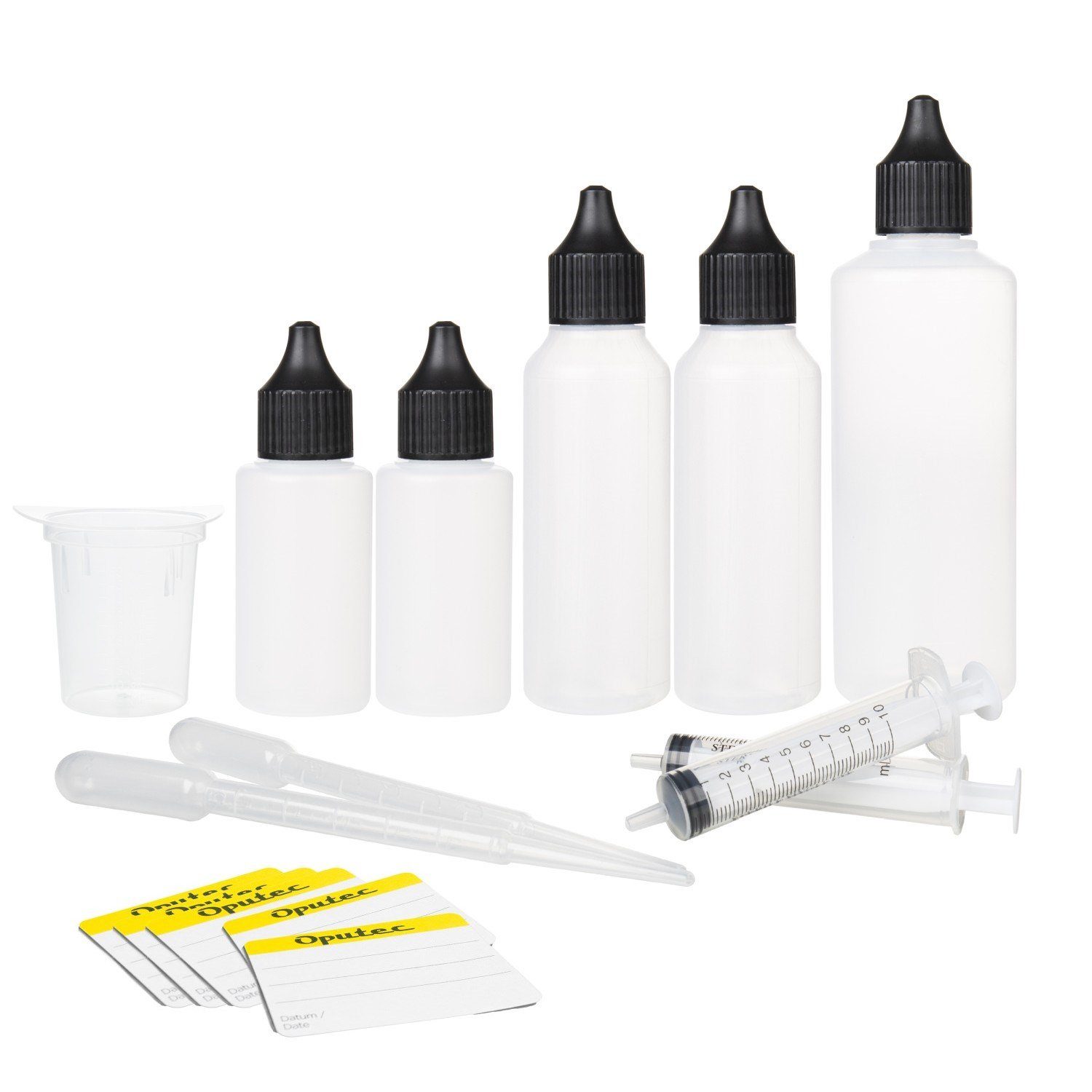 Oputec Kanister Mischer Set 20 TLG.: 30ml, 50ml, 100ml, Messbecher, Spritze, Pipette (Spar-Set)