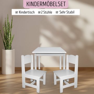 habeig Kindersitzgruppe Kindertisch & 2 Stühle Kindermöbelset Maltisch Hocker 60x50x50cm