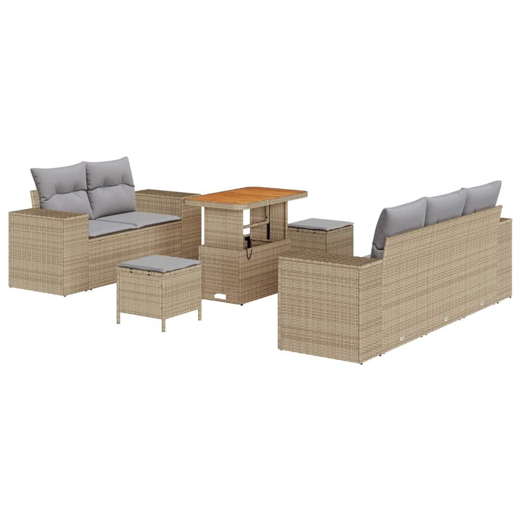 vidaXL Loungesofa Gartensofa-set 8 Stk. 8-Sitzanzahl Beige und Hellgrau, 8 Teile