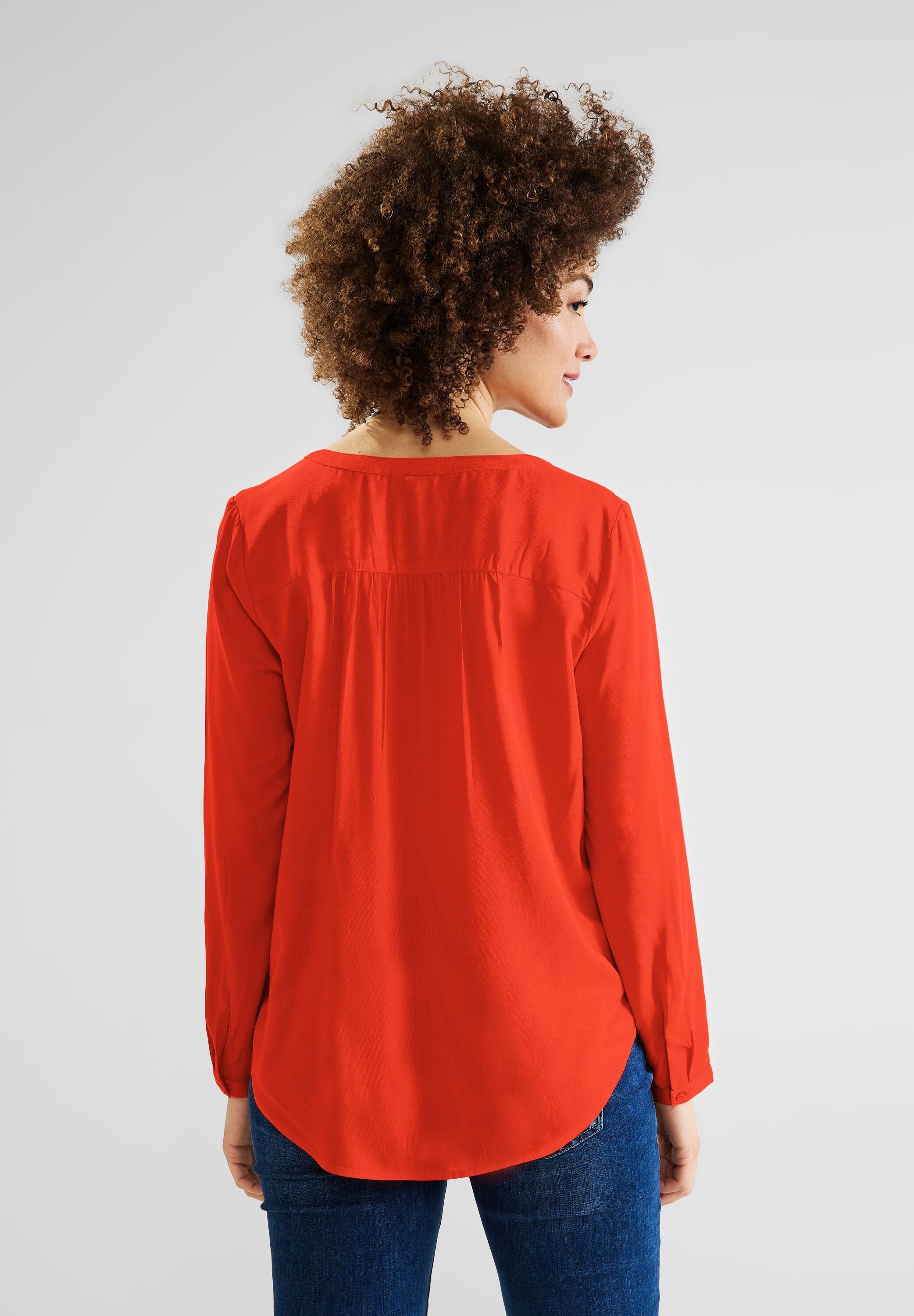 Juicy Nicht Street Bluse in Klassische One Vorhanden, Uni Damenbluse Bluse (1-tlg) ONE STREET Mandarine