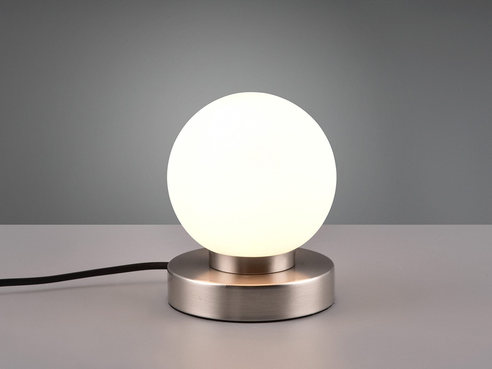 Reality Leuchten LED Nachttischlampe touch Kugel-Lampe, Höhe 15cm, dimmbar, LED wechselbar, Warmweiß, kleine Tischlampe mit Glas-Kugel, Tischleuchte inkl. E14 LED