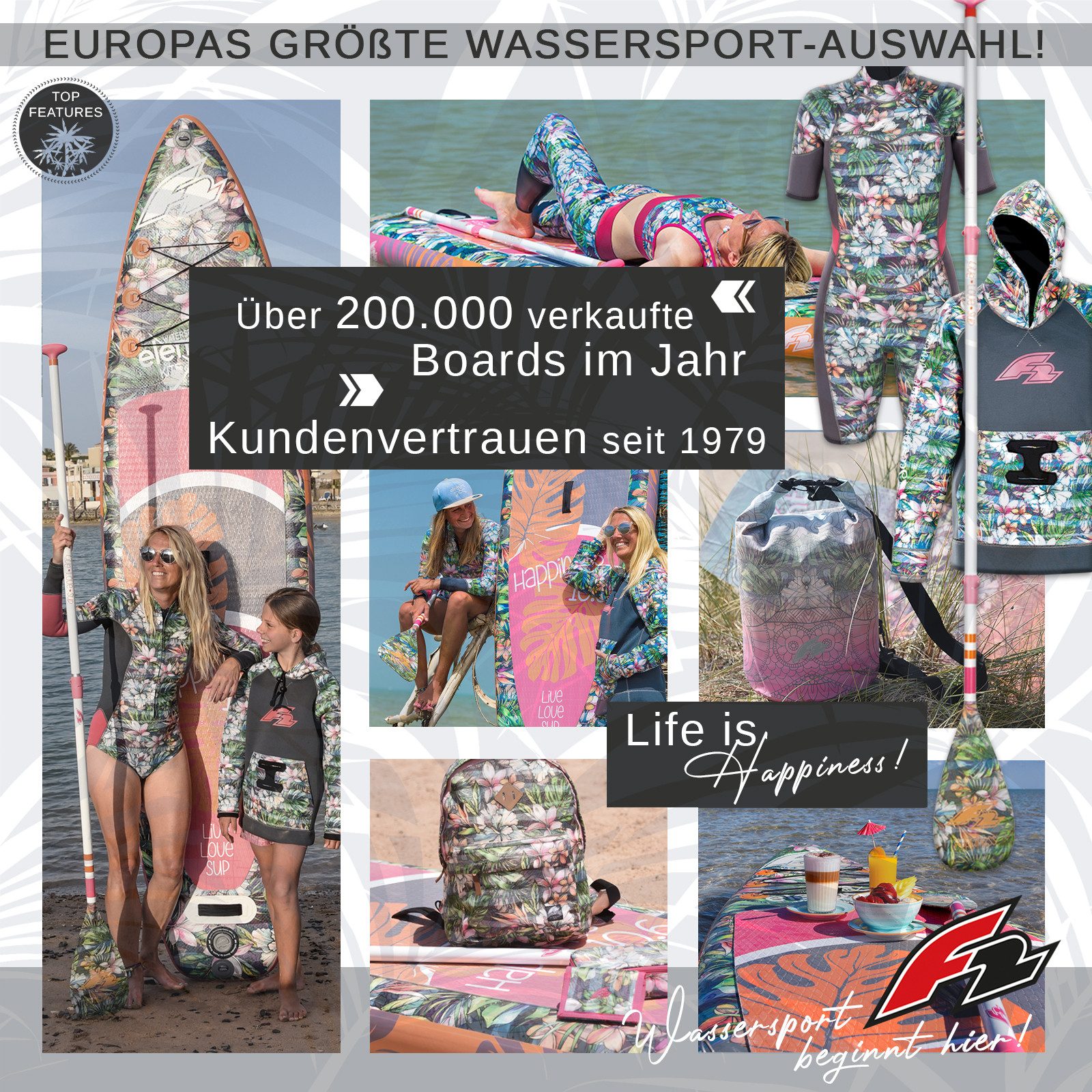 F2 Neoprenanzug F2 Damen Neopren Anzug Happiness Full Suit 2,5mm XXS-XL Größe wählbar