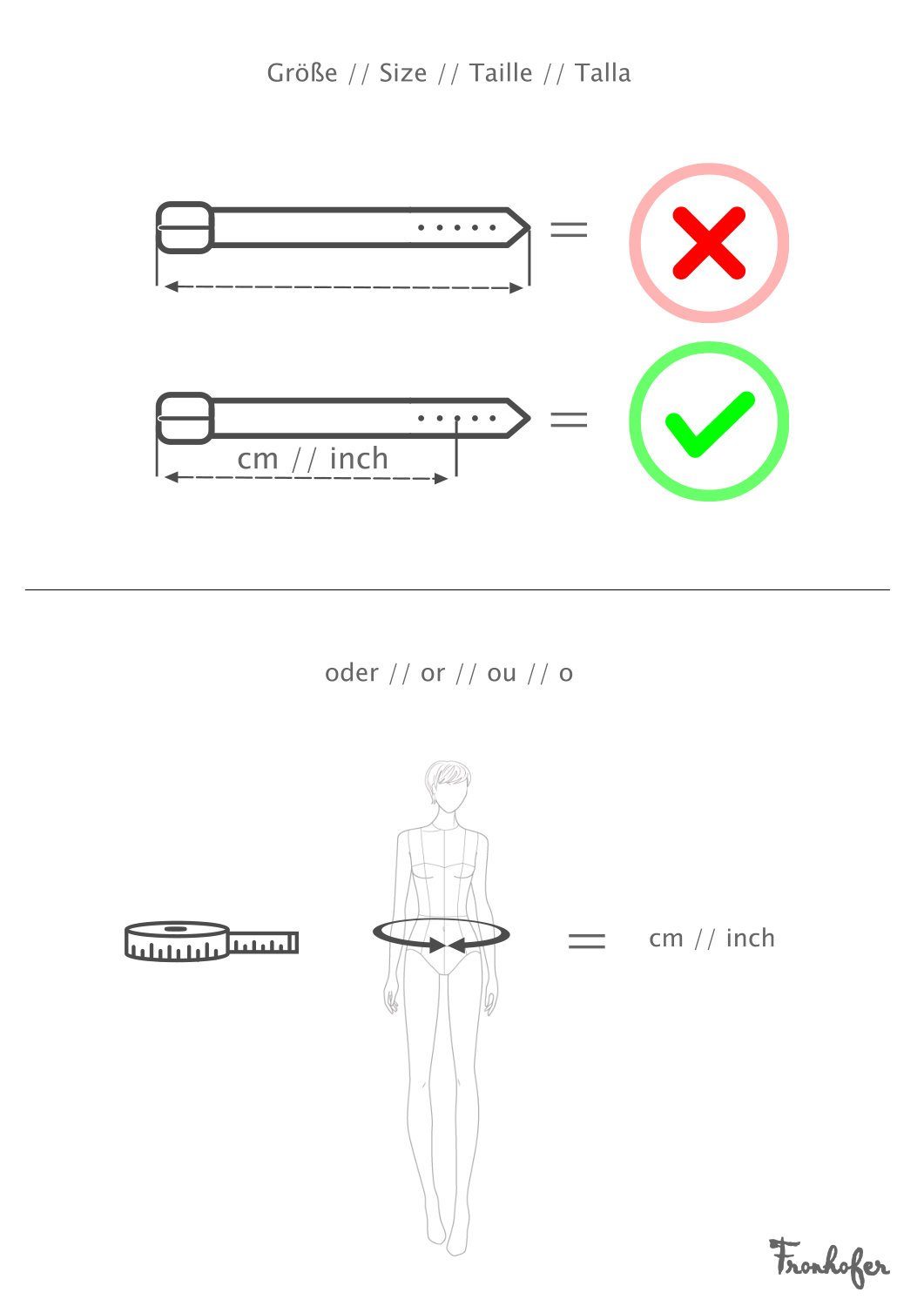 FRONHOFER Hüftgürtel 18543 (1-St) 4 cm breiter Echtledergürtel, Retrostyle, sportlich